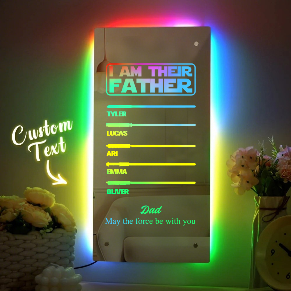 Father's Day I Am Their Father Lightsaber Mirror Lamp Gift for Dad
