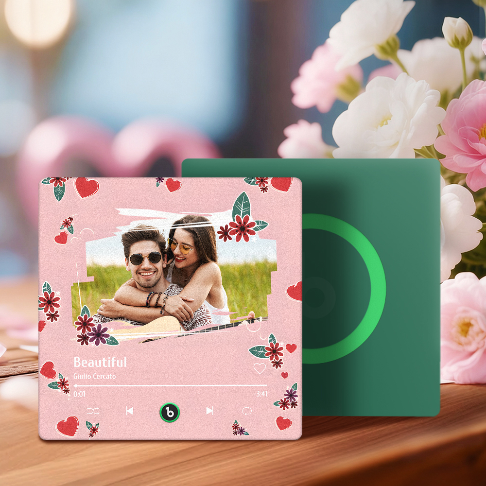 Valentine's Day Custom Photos Heart Glitter Love Music Fridge Magnet Personalized Music Magnet Gift for Her - MyMoonLampUk