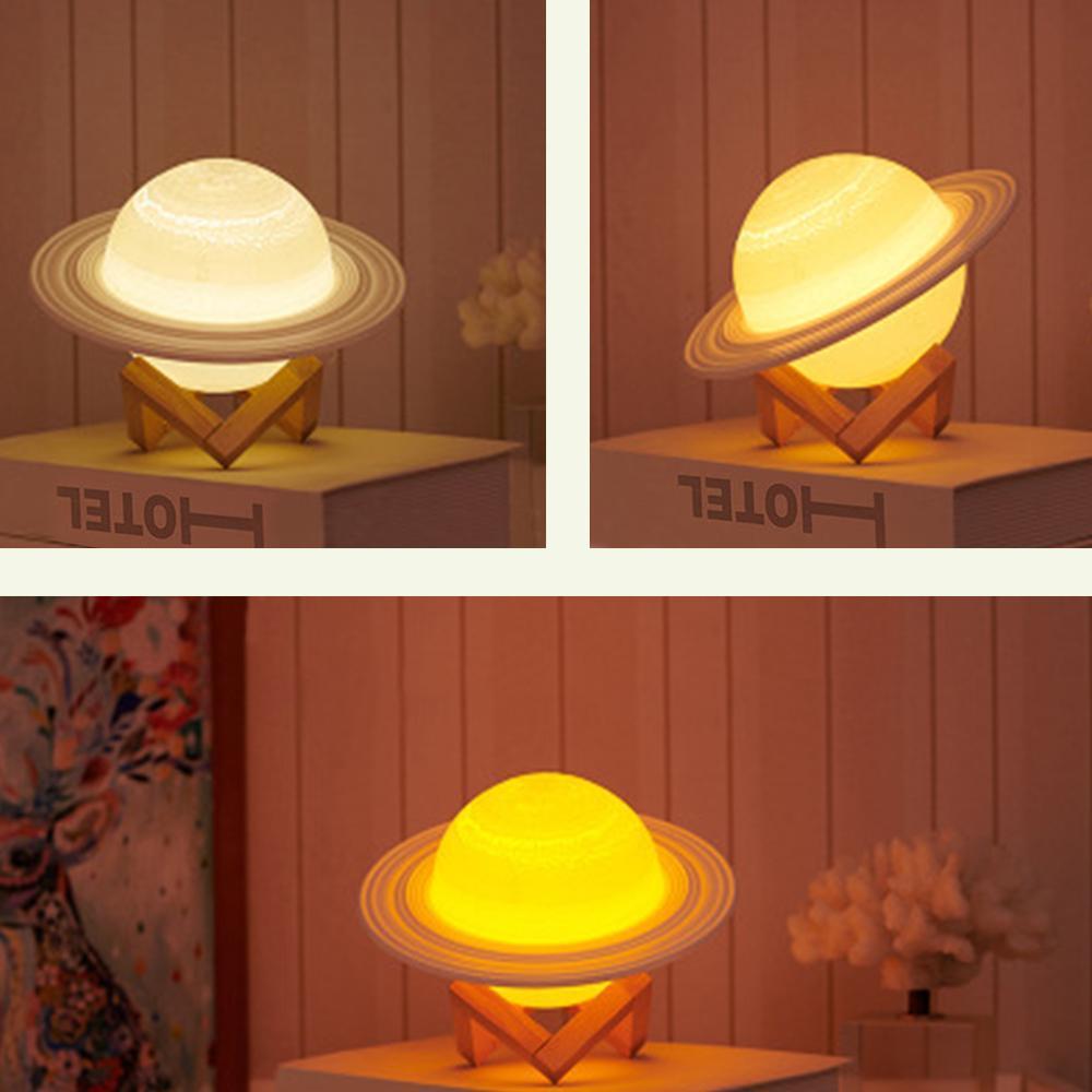 3D Saturn Lamp Romantic Rechargeable Night Light Decor for Bedroom Anniversary Gifts