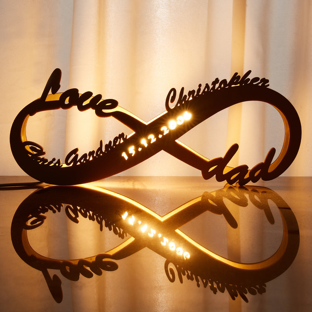 Custom Wooden Nightlight Personalised Name Sign Lamp Infinity Love