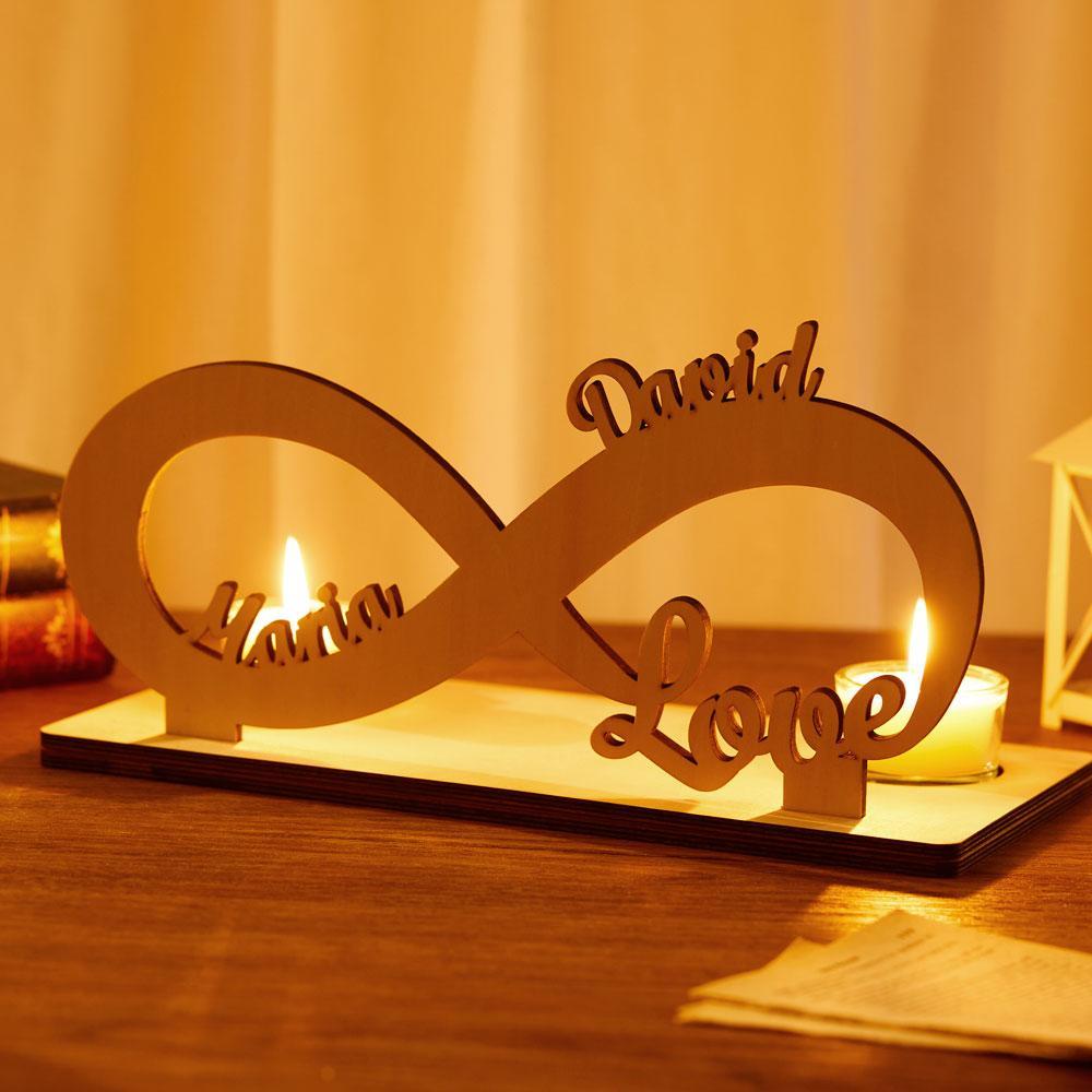 Mother's Day Gifts Personalised Infinity Name Sign Wooden Candlestick Creative for Family