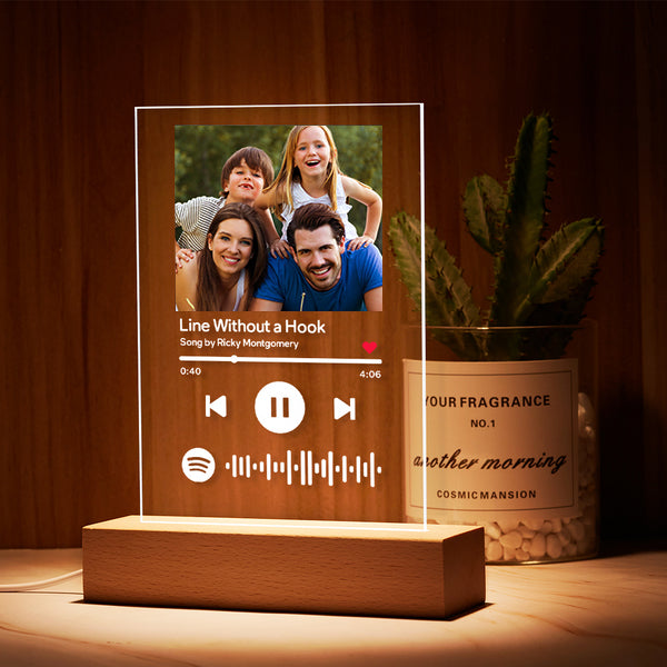 Gifts for Family Spotify Acrylic Glass Custom Scannable Nightlight Spotify Code Music Plaque Keyring