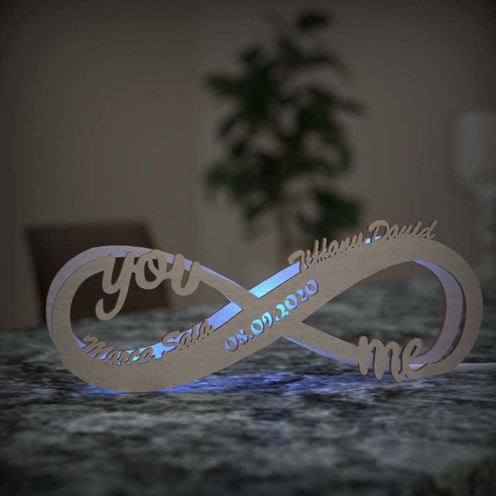 Gifts for Her Custom Wooden Nightlight Gifts for Dad Personalised Name Sign Lamp Infinity Love