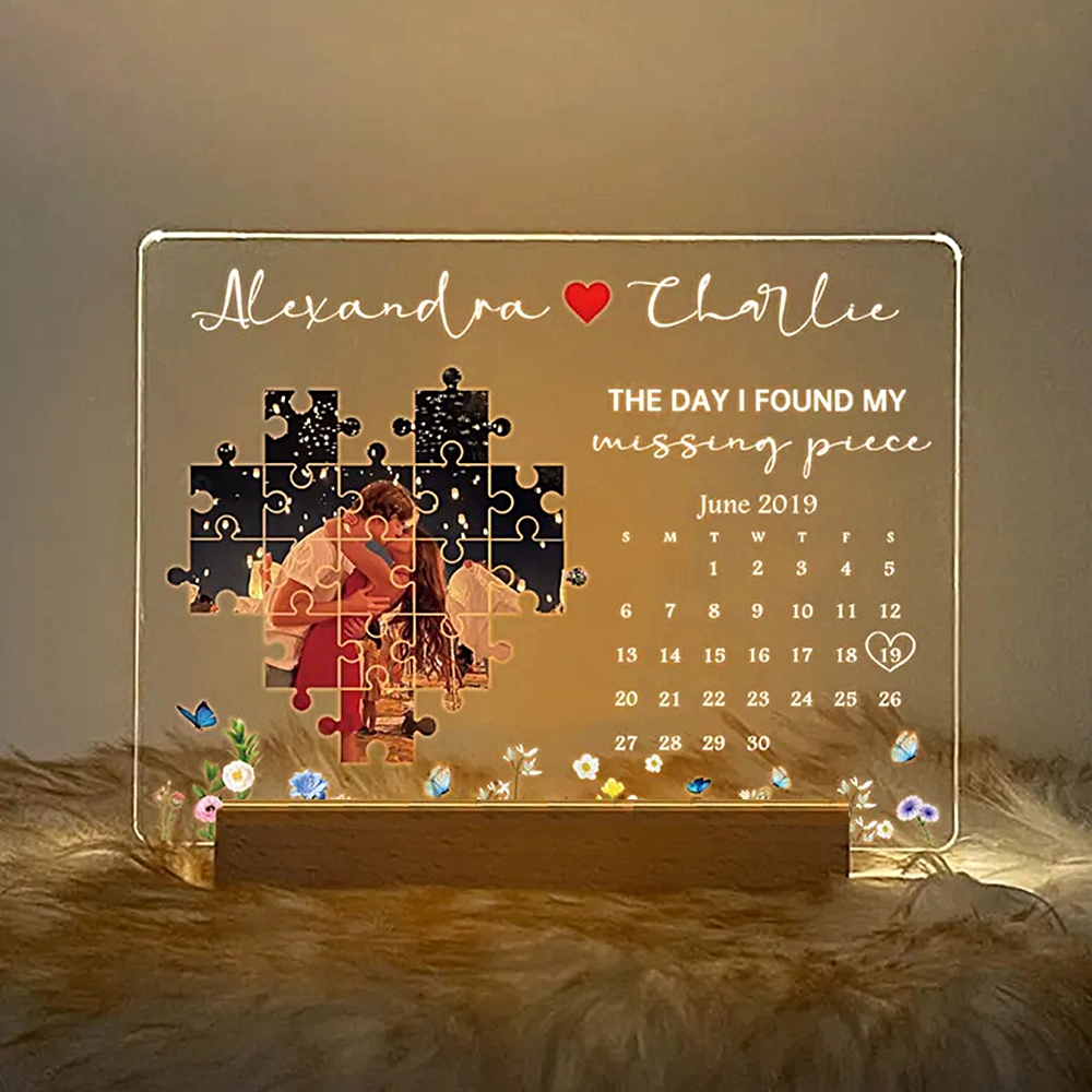 The Day I Found My Missing Piece Light Frame Personalized Gift - GiftLabuk