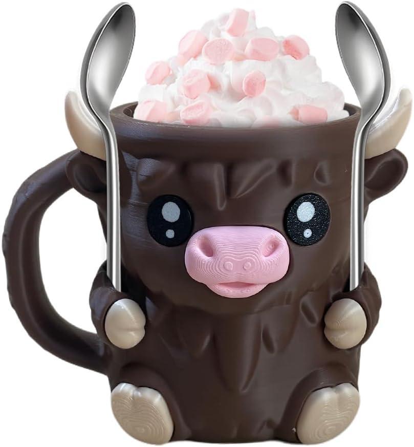 Christmas Gifts Cute Cow Style Ice Cream Pint Holder with Handle and Spoon – Reusable Antifreeze Cooler Sleeve for Ice Cream, Drinks, and Desserts – Funny Cow Gifts for Ice Cream Lovers - MyMoonLampUk