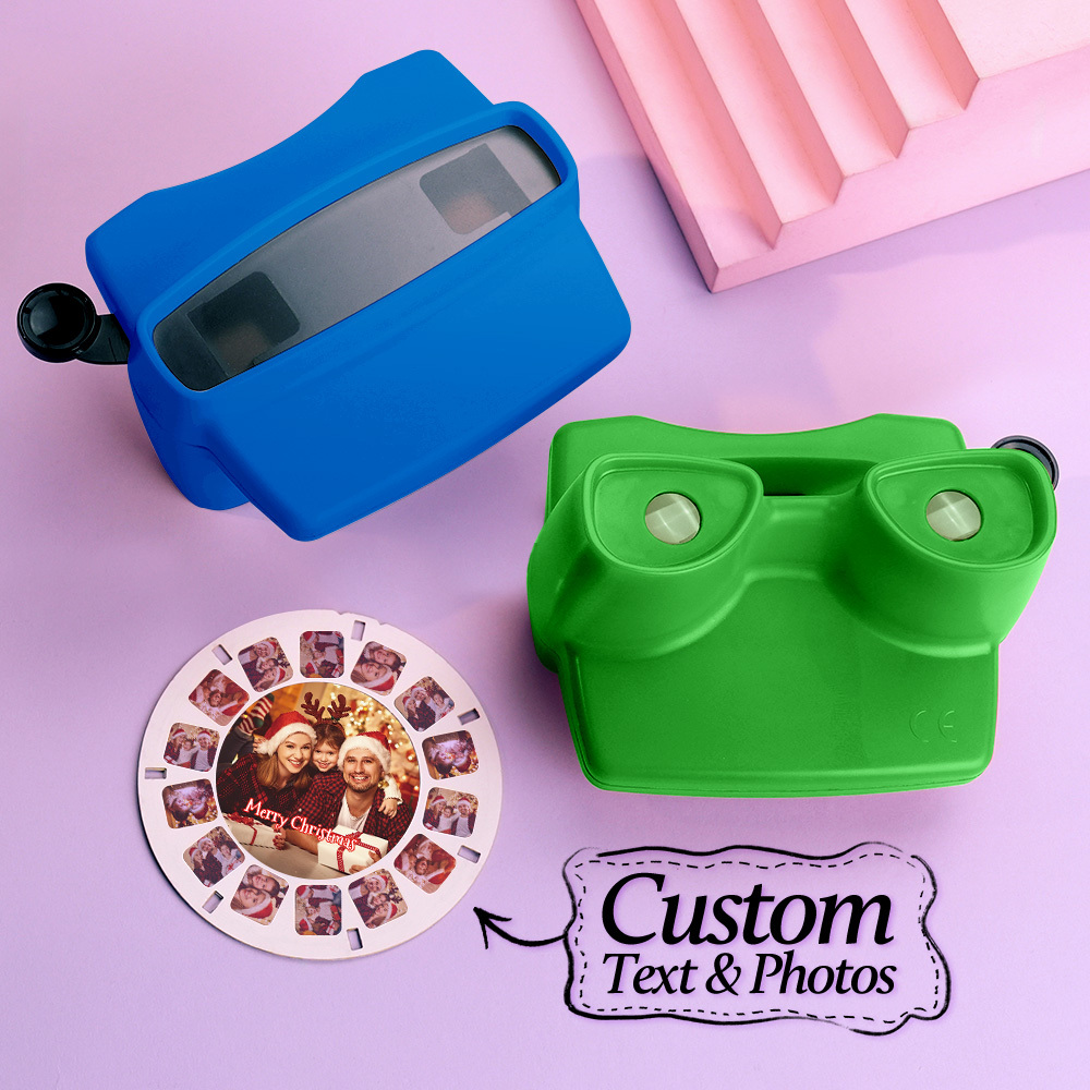 Custom 3D Viewfinder and Reel – Personalized Christmas Gift with your own photos Text and Photo Viewer Multiple Films Available - MyMoonLampUk
