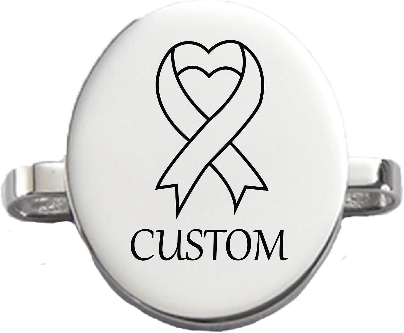 Custom Cancer Awareness Oval & Heart Metal Stud Accessory Smartwatch Bands
