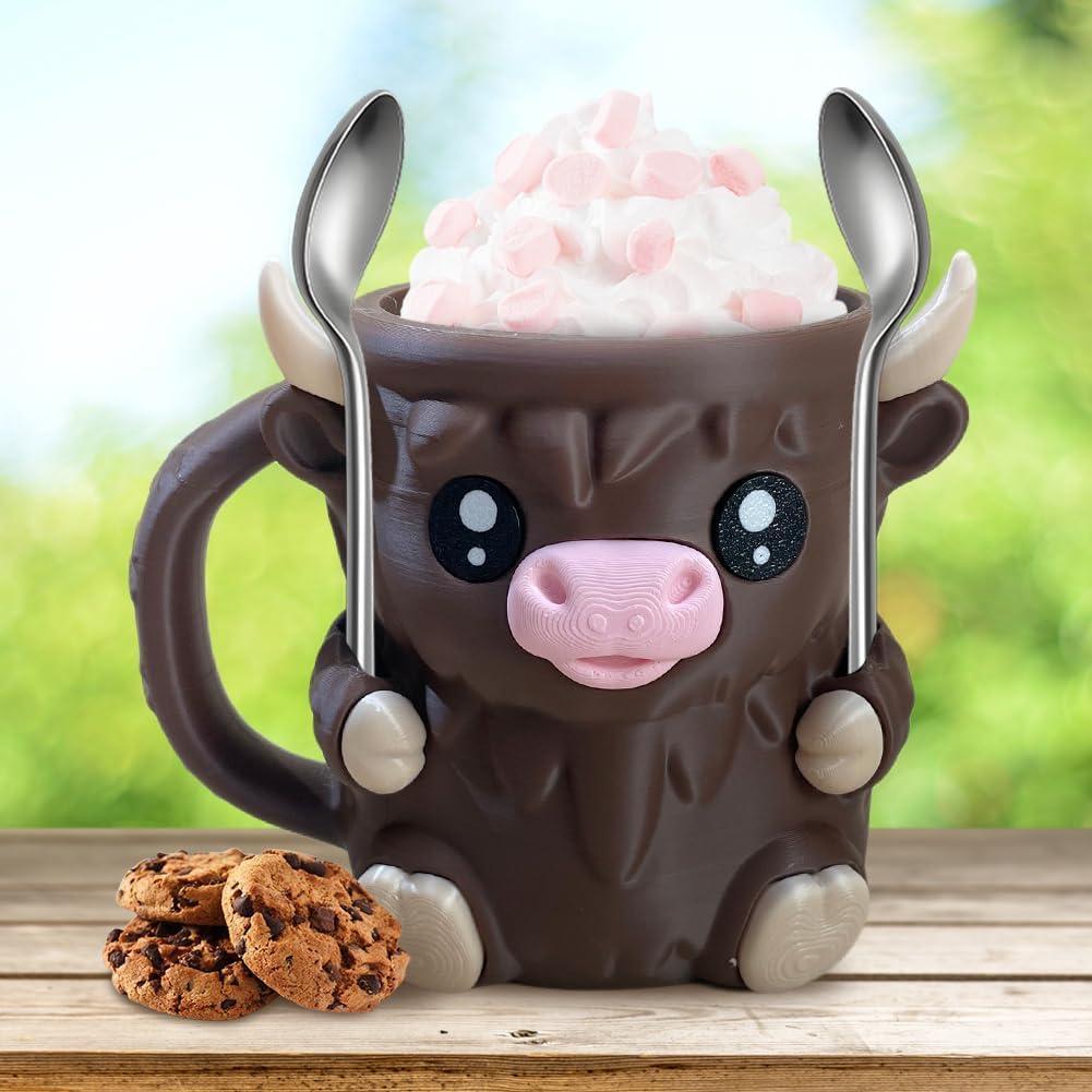 Christmas Gifts Cute Cow Style Ice Cream Pint Holder with Handle and Spoon – Reusable Antifreeze Cooler Sleeve for Ice Cream, Drinks, and Desserts Funny Cow Gifts for Ice Cream Lovers - MyMoonLampUk