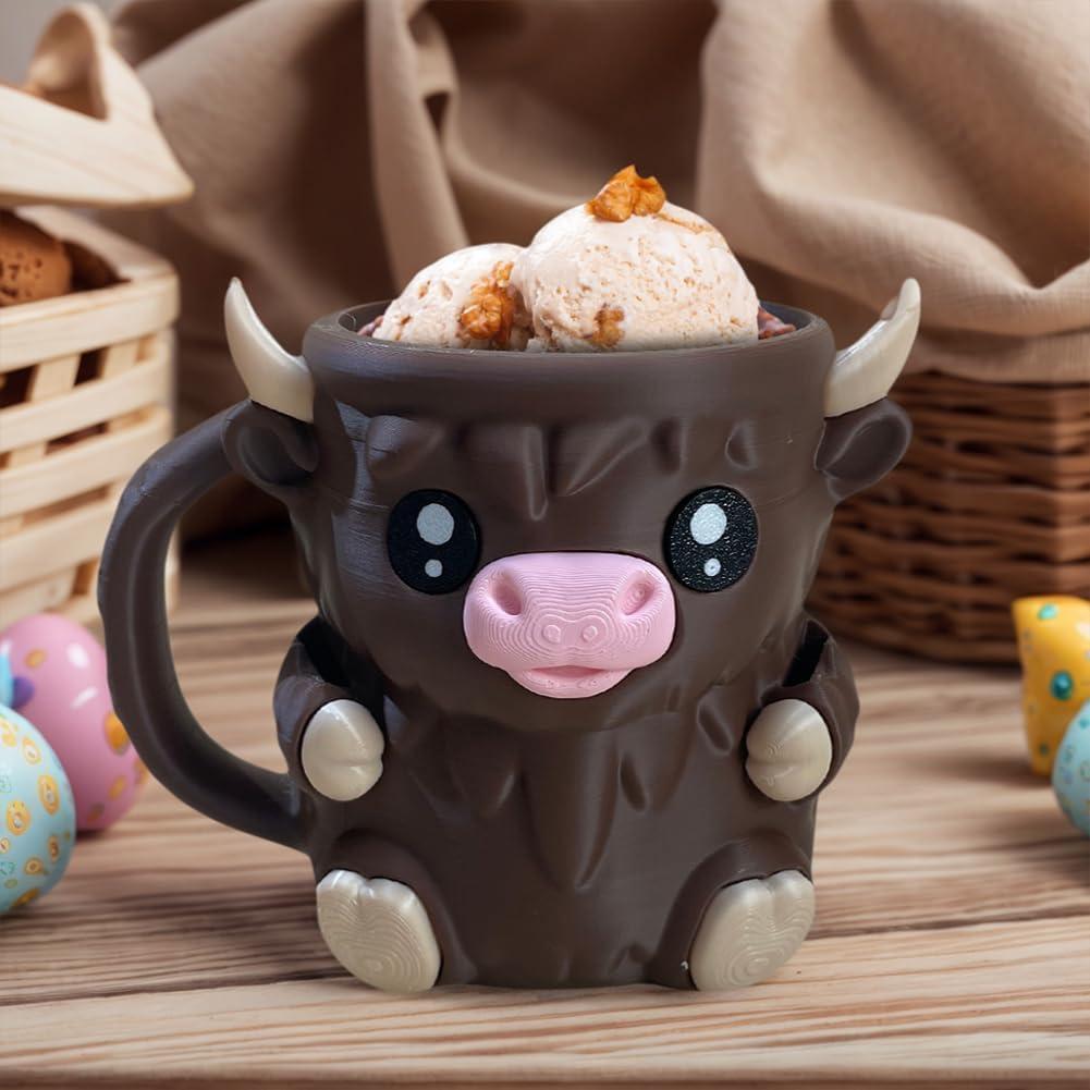 Christmas Gifts Cute Cow Style Ice Cream Pint Holder with Handle and Spoon – Reusable Antifreeze Cooler Sleeve for Ice Cream, Drinks, and Desserts Funny Cow Gifts for Ice Cream Lovers - MyMoonLampUk