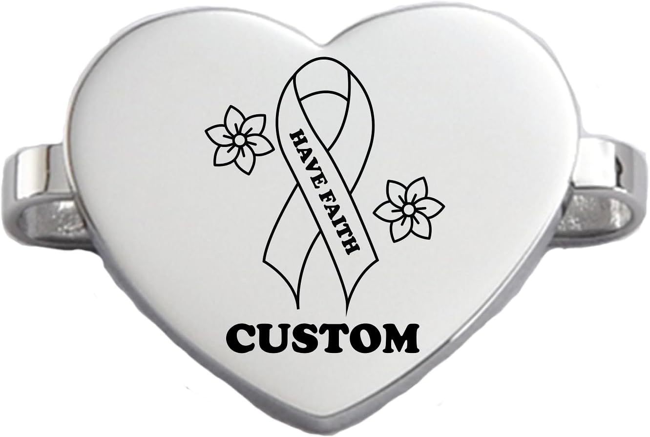 Custom Cancer Awareness Oval & Heart Metal Stud Accessory Smartwatch Bands