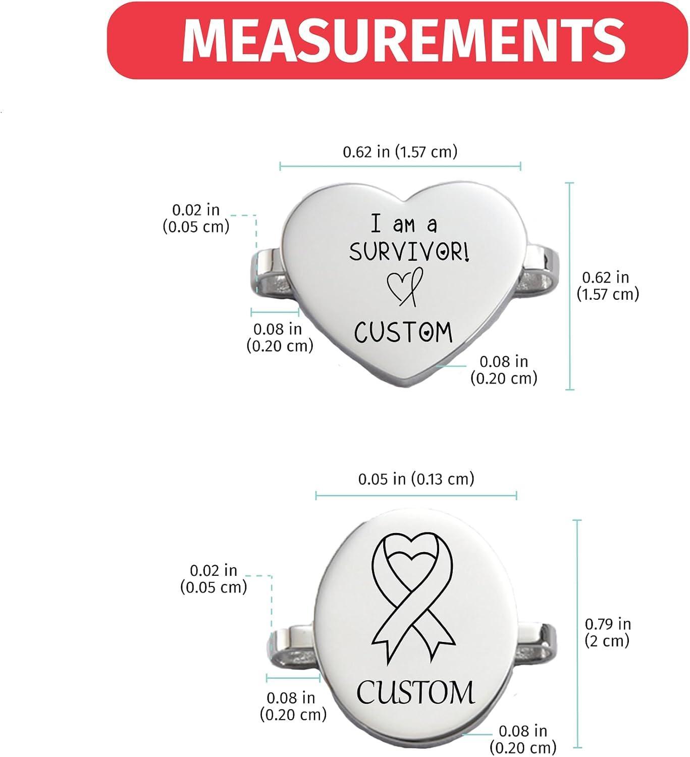 Custom Cancer Awareness Oval & Heart Metal Stud Accessory Smartwatch Bands