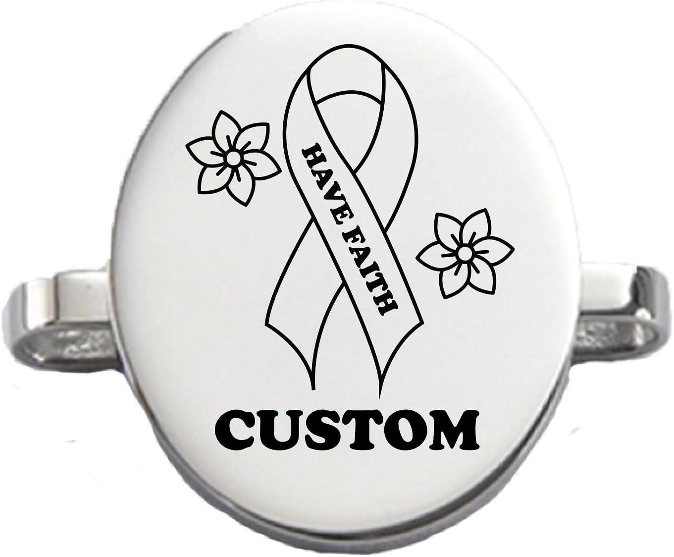 Custom Cancer Awareness Oval & Heart Metal Stud Accessory Smartwatch Bands