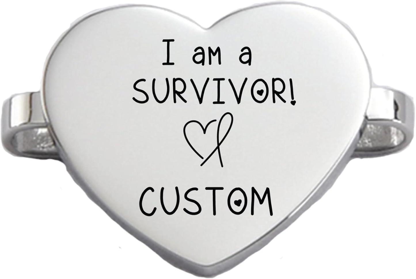 Custom Cancer Awareness Oval & Heart Metal Stud Accessory Smartwatch Bands