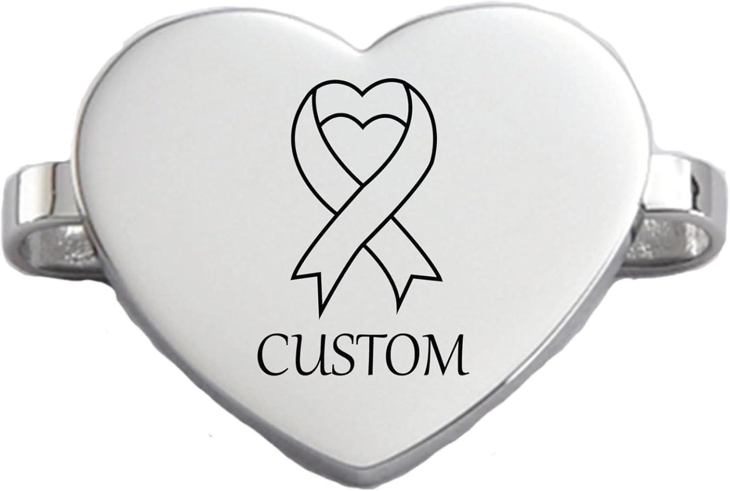 Custom Cancer Awareness Oval & Heart Metal Stud Accessory Smartwatch Bands