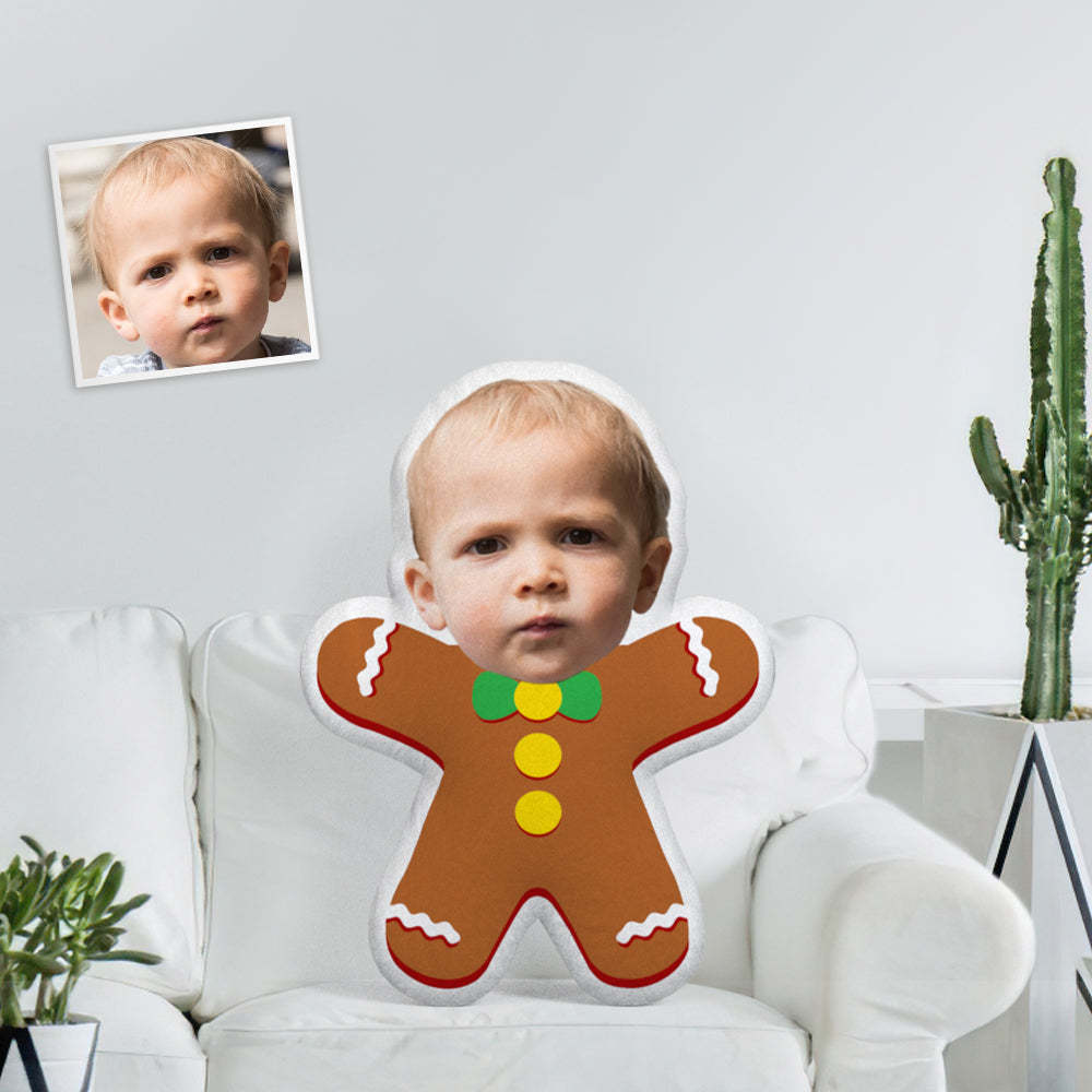 Custom Face Photo Minime Doll The Most Funny Unique Personalised Cute Gingerbread Man Throw Pillow - mymoonlampuk