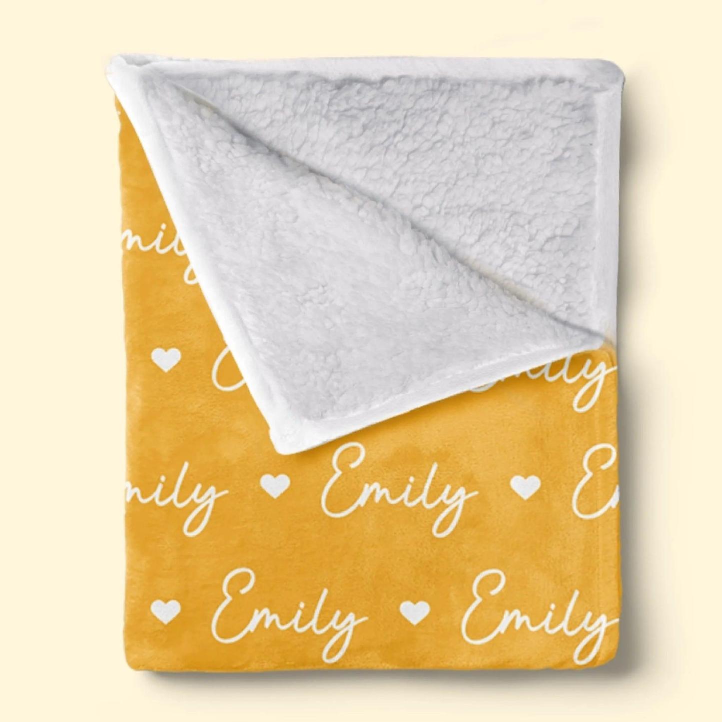 Personalized Fleece Blanket for Kids - Birthday Gift with Name & Hearts, Cozy Sherpa Throw for Girls and Boys - MyMoonLampUk