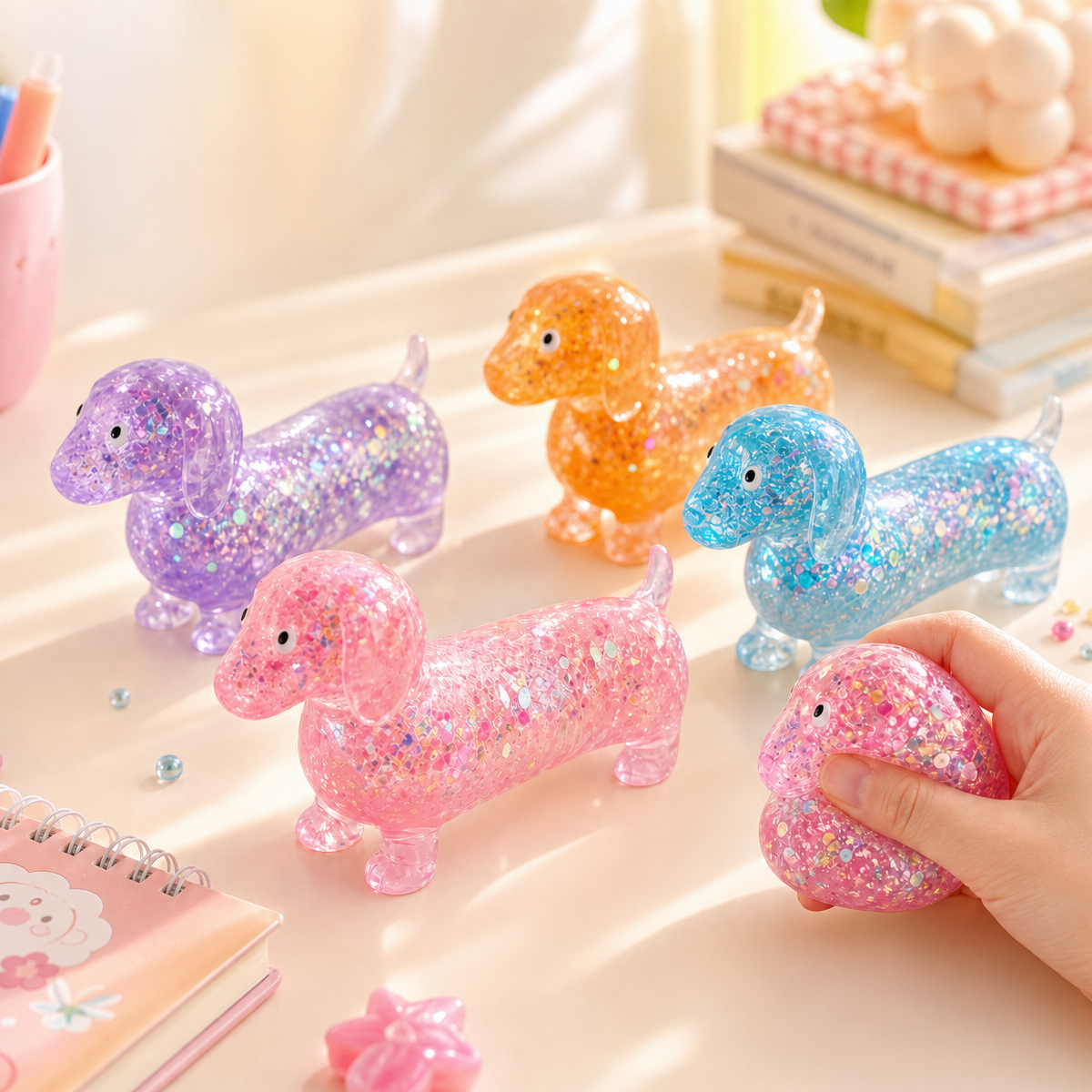 Squishy Dachshund Toy for Stress Relief – Festive Gift for Kids & Adults, Slow Rebound Gel Squeeze Toy - MyMoonLampUk