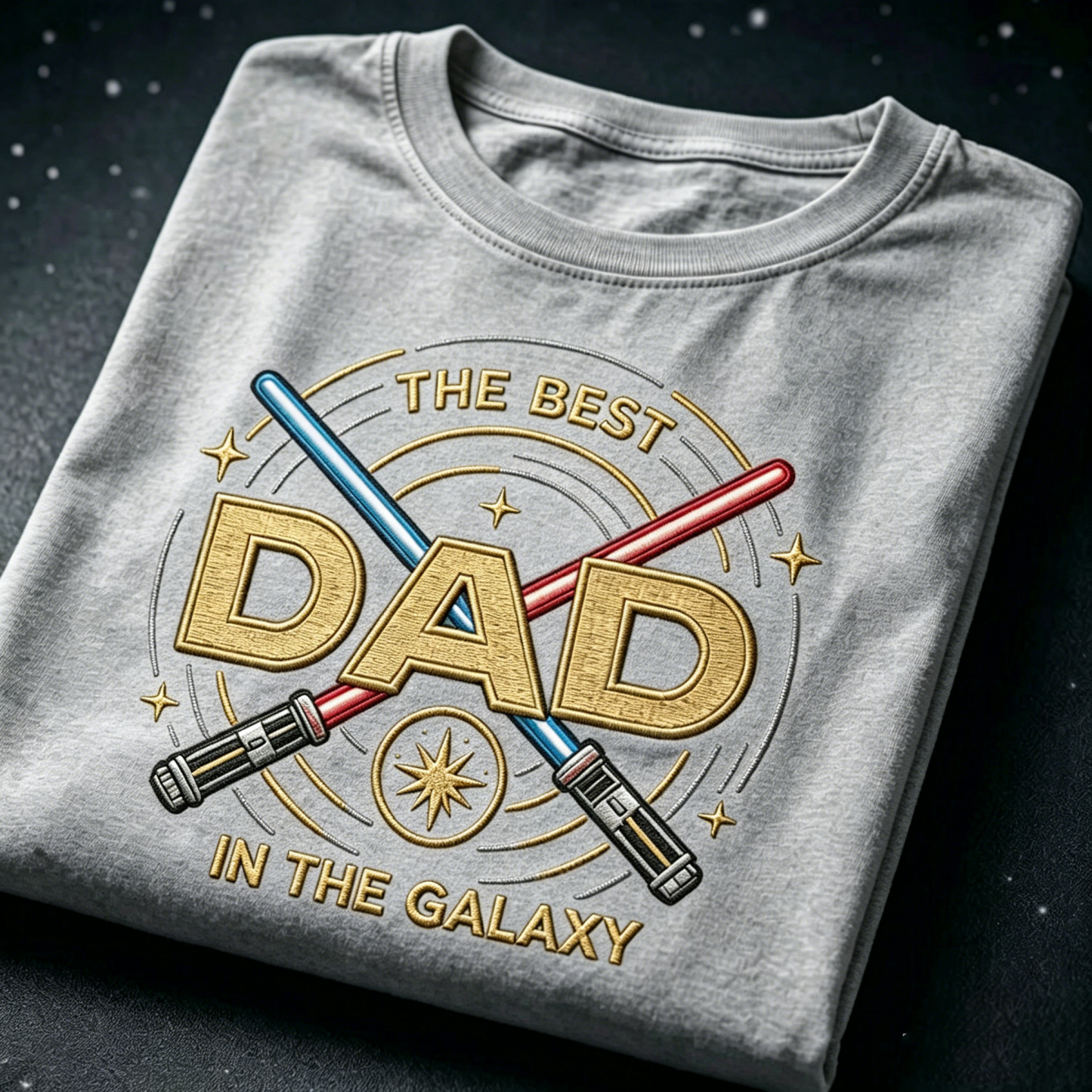 Embroidered Galaxy Dad Washed Tee – Best Dad in the Galaxy Shirt, Father’s Day Gift, Space Magic Crewneck, Galaxy Trip Apparel - MyMoonLampUk