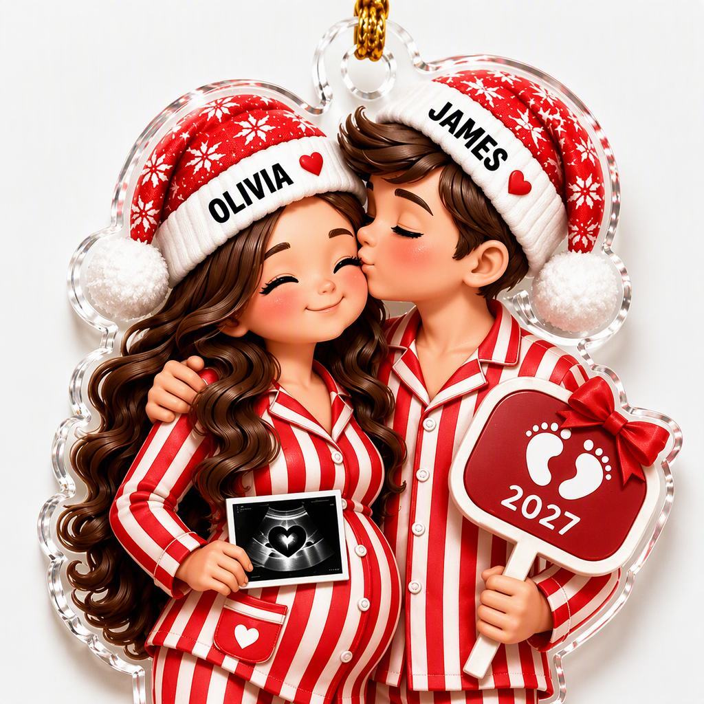 Custom Christmas Ornament for Expecting Parents - Personalized Pregnancy Announcement Gift 2027 - MyMoonLampUk