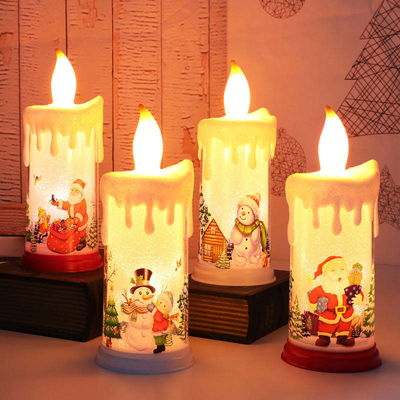 LED Simulation Christmas Flame Candle Santa Claus Snowman Candle Dinners Decoration Night Light - mymoonlampuk