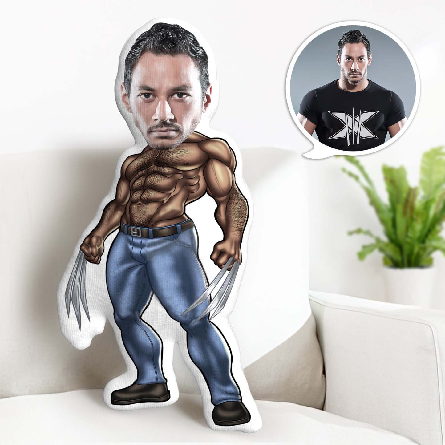 Custom Face Pillow Personalised Wolverine Pillow Gifts Custom MinIMe Pillow Gifts for Him - mymoonlampuk