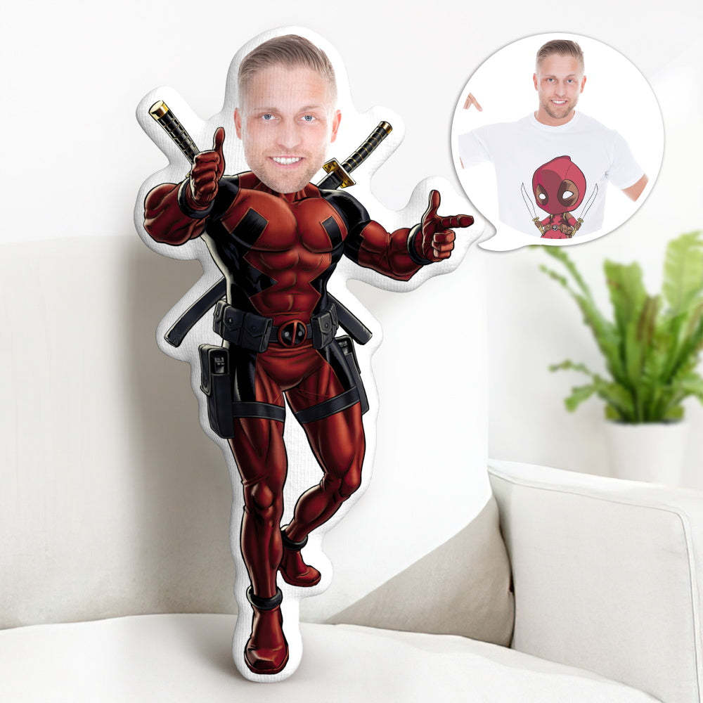 Custom Face Pillow Personalised Deadpool Pillow Gifts Custom MinIMe Pillow Gifts for Him - mymoonlampuk