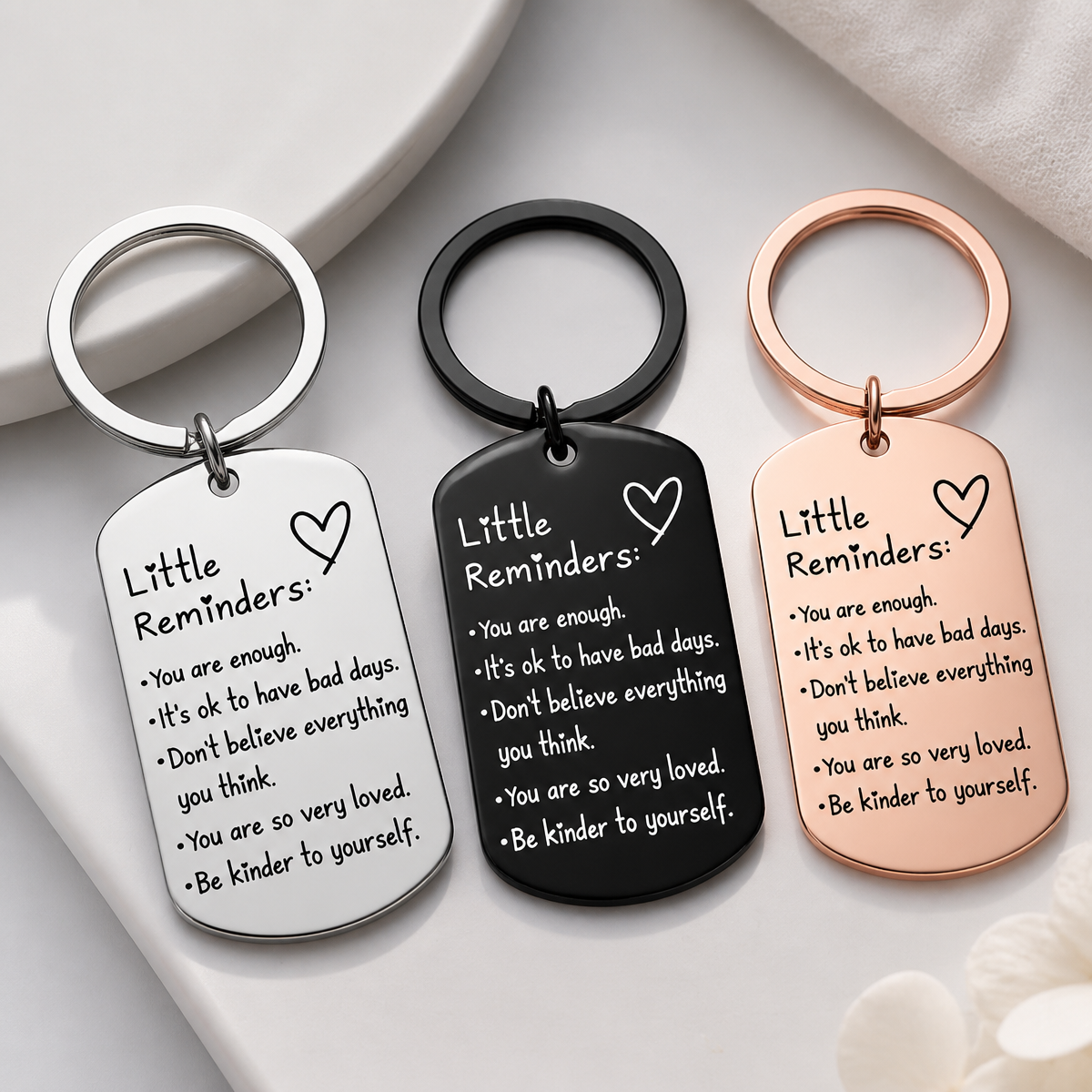 Inspirational Little Reminders Keychain Standard Inspirational Little Reminders Keychain Stainless Steel Dog Tag Gifts for Friends