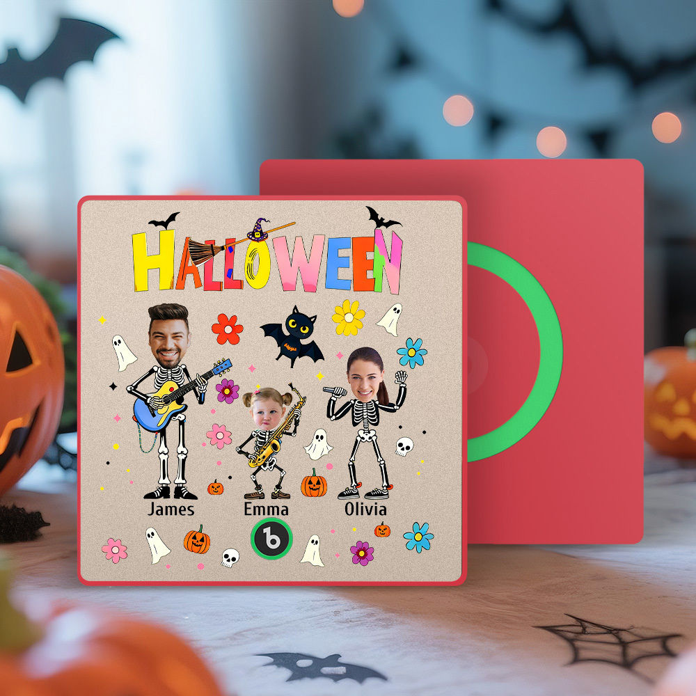 Halloween Fridge Magnet Custom Photos and Names Music Fridge Magnet Personalized Your Own Face Name Fridge Magnet Family Gift - MyMoonLampUk