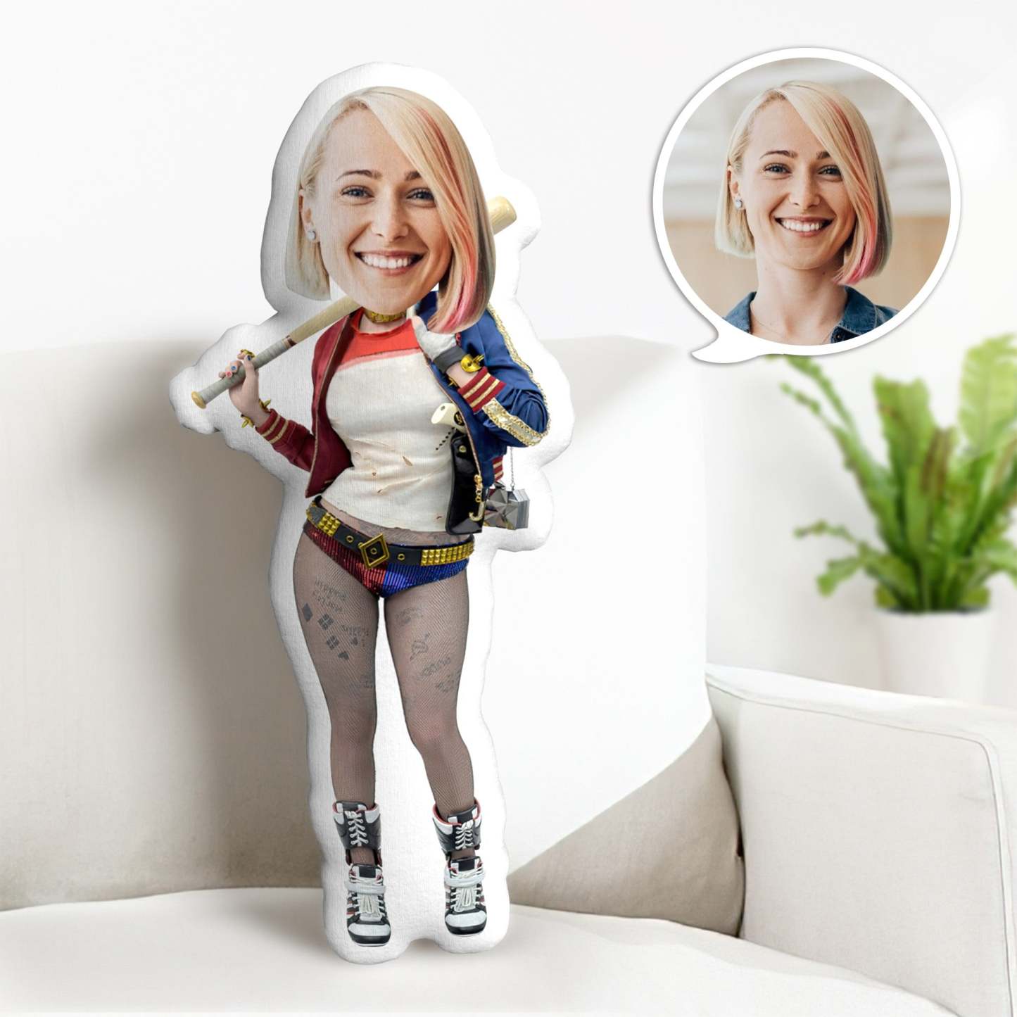 Custom Face Pillow Harley Quinn Dolls Personalised Photo Pillow Gifts for Her - mymoonlampuk