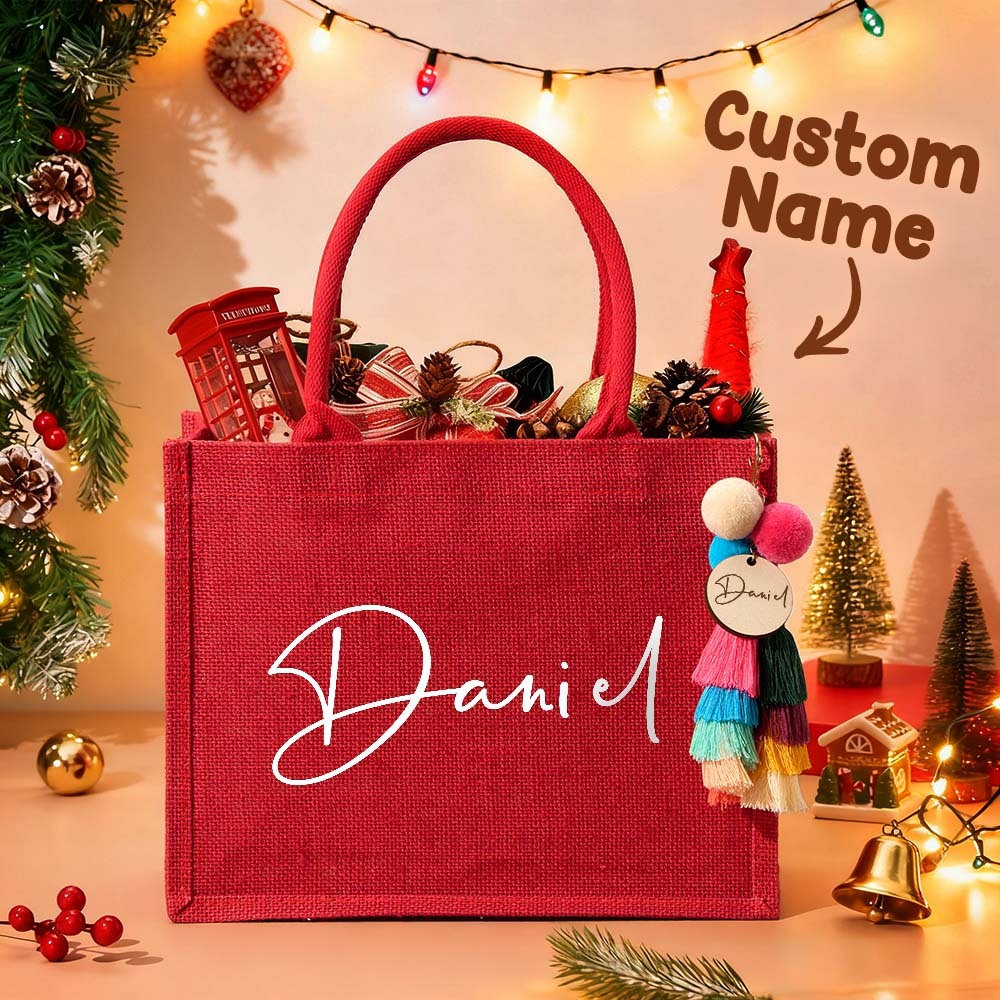 Custom Gift Bag & Charm – Personalized Holiday Gift Bags with Name, Christmas Eve Party Bags, Xmas Gift Sacks for Family & Friends - MyMoonLampUk