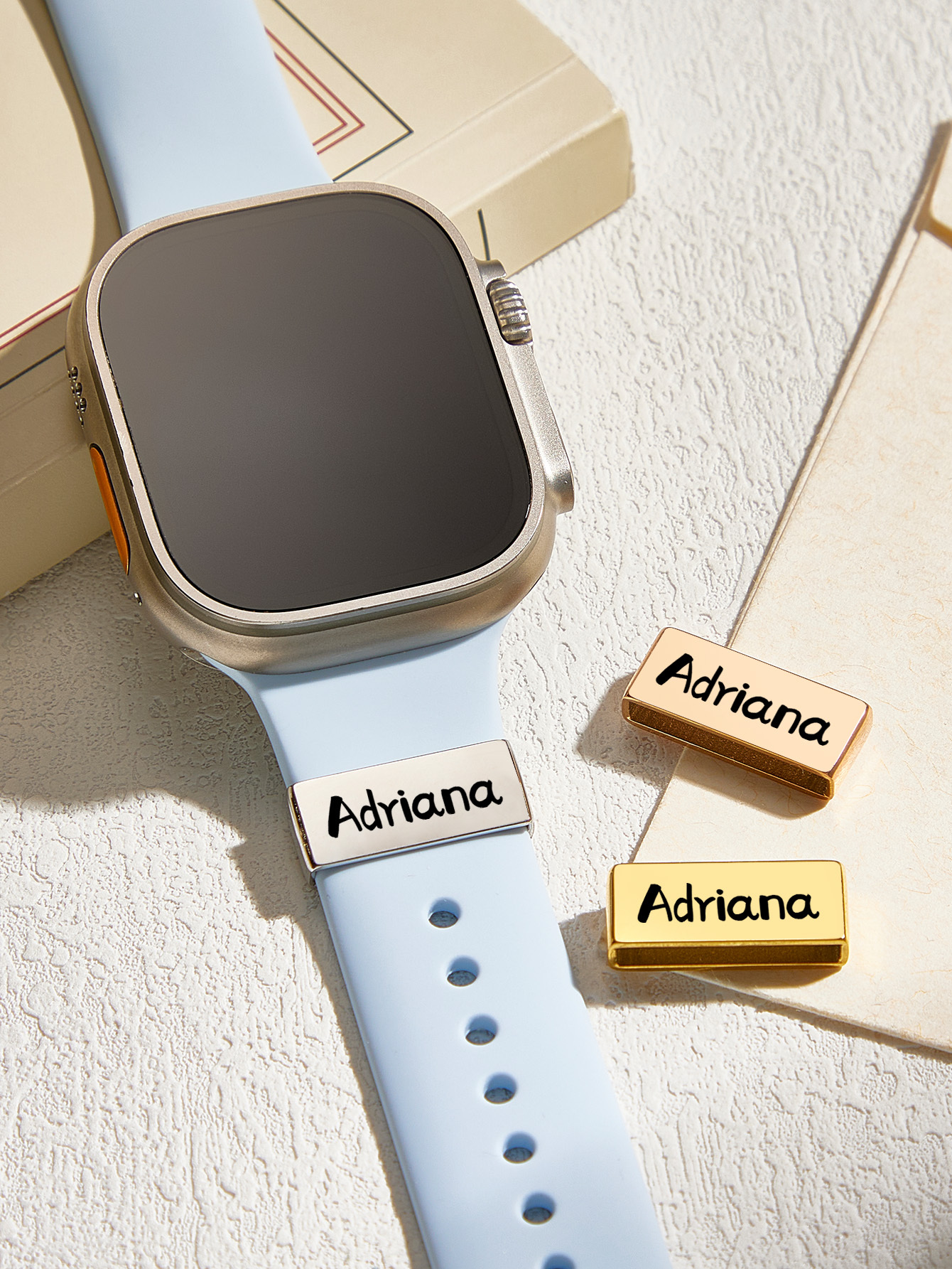 Personalized Watch Band Name Charm, Smart Watch Charm, Hand Stamped Personalized Gift, Nurse Week Graduation Gift Name