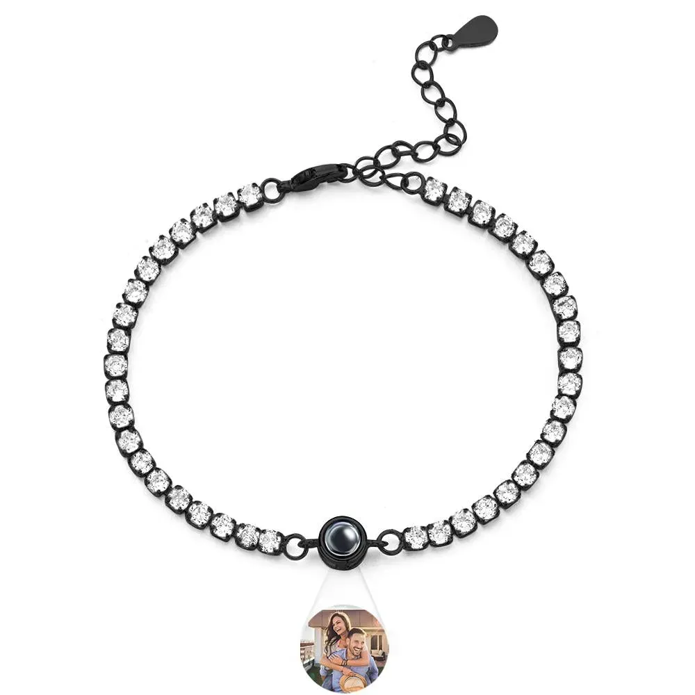 Custom Photo Projection Bracelet Tennis Bracelet Fashionable All Diamonds Bracelet Gifts For Her - MyMoonLampUk