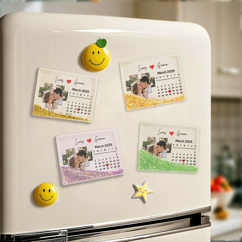 Custom Photo Acrylic Fridge Magnets Personalized Dates Refrigerator Fridge - MyMoonLampUk