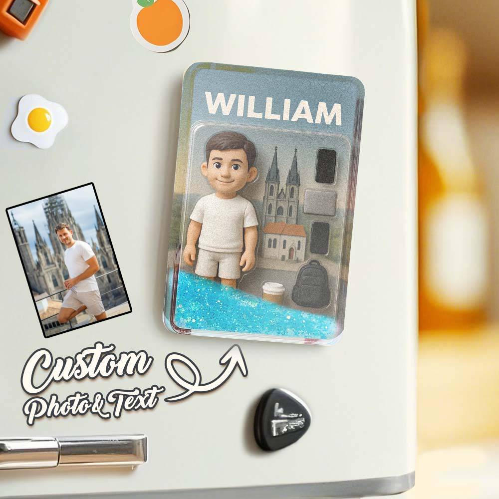 Custom 3D Effect Action Figure Pack Packaging Toy Box Style Art Gift Personalized Quicksand Fridge Magnet Gift for Father - MyMoonLampUk