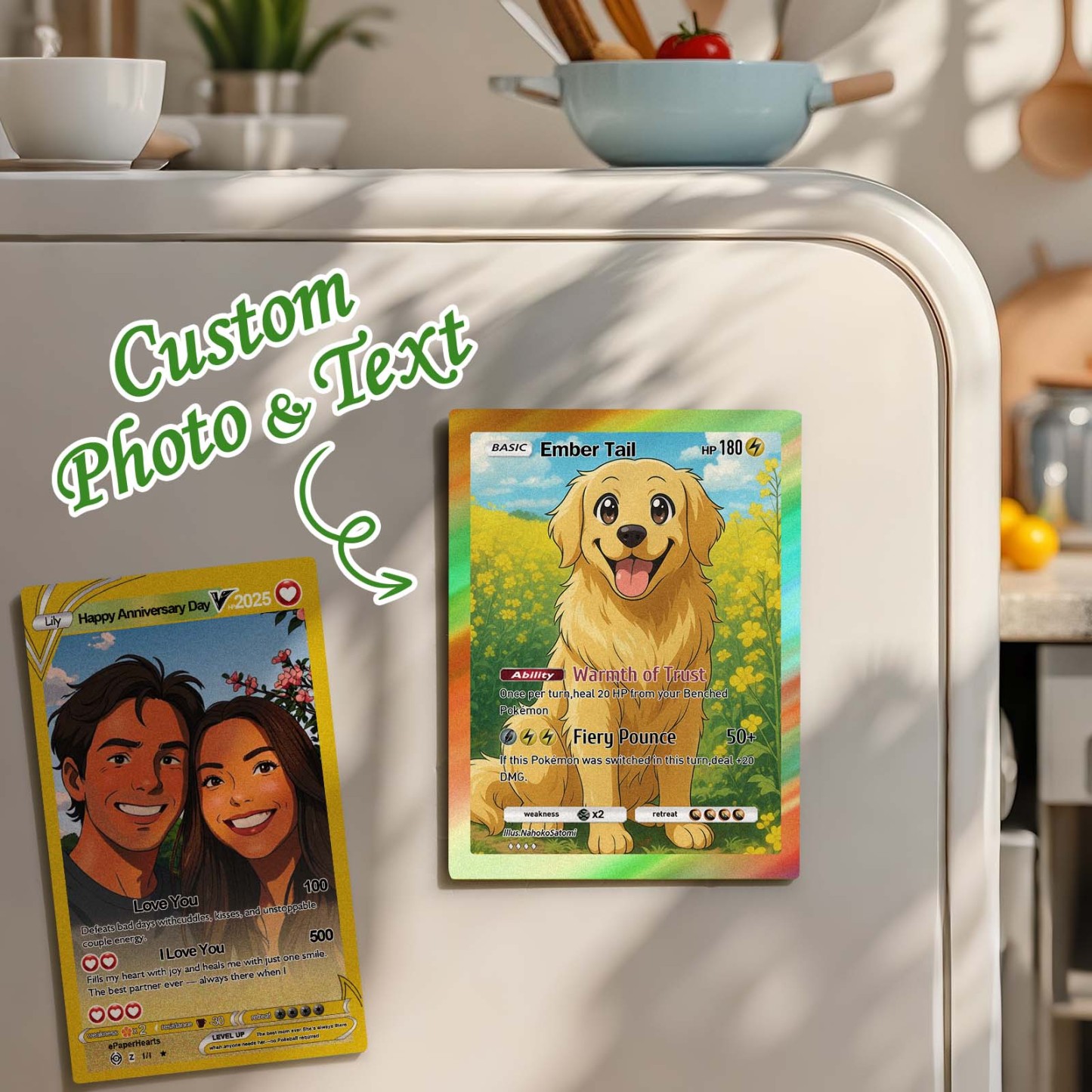 Personalized Cartoon Fridge Magnet with Your Photo Couple Poke Card Magnet Cute Gift Idea - MyMoonLampUk