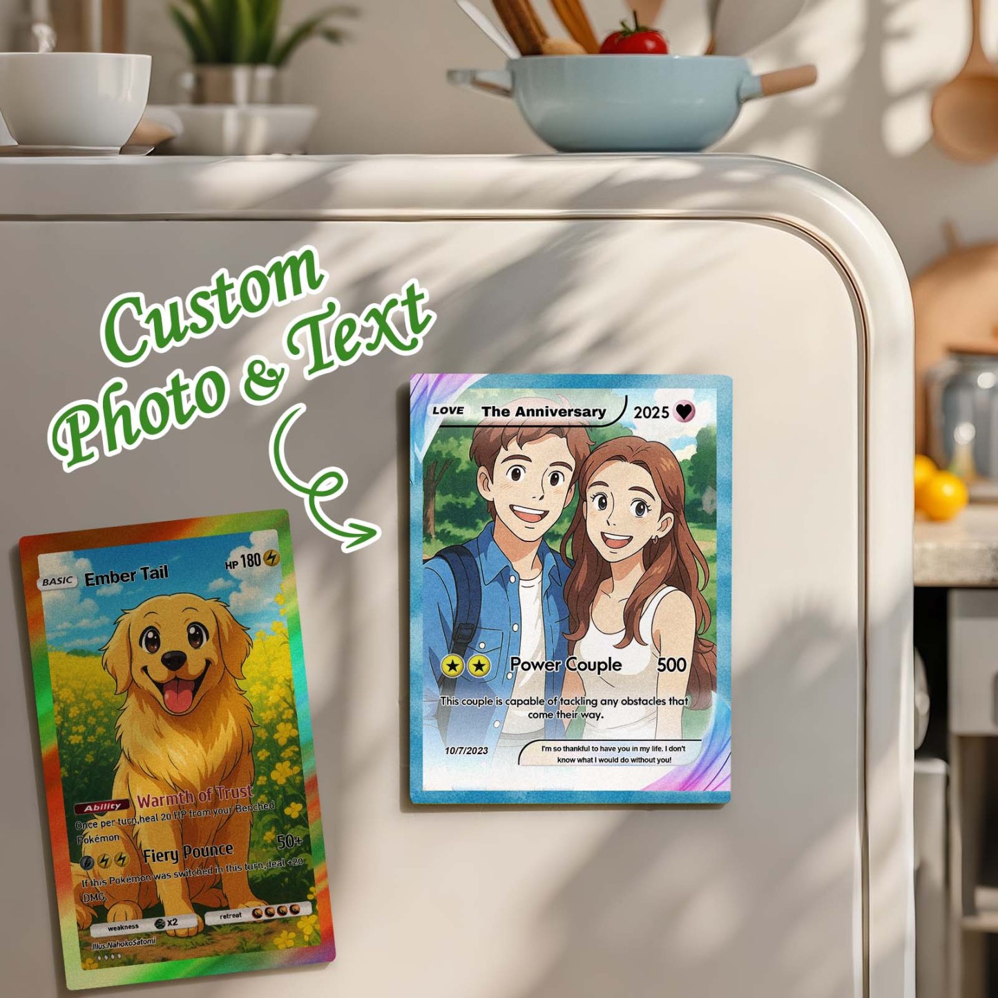 Personalized Cartoon Fridge Magnet with Your Photo Couple Poke Card Magnet Cute Gift Idea - MyMoonLampUk