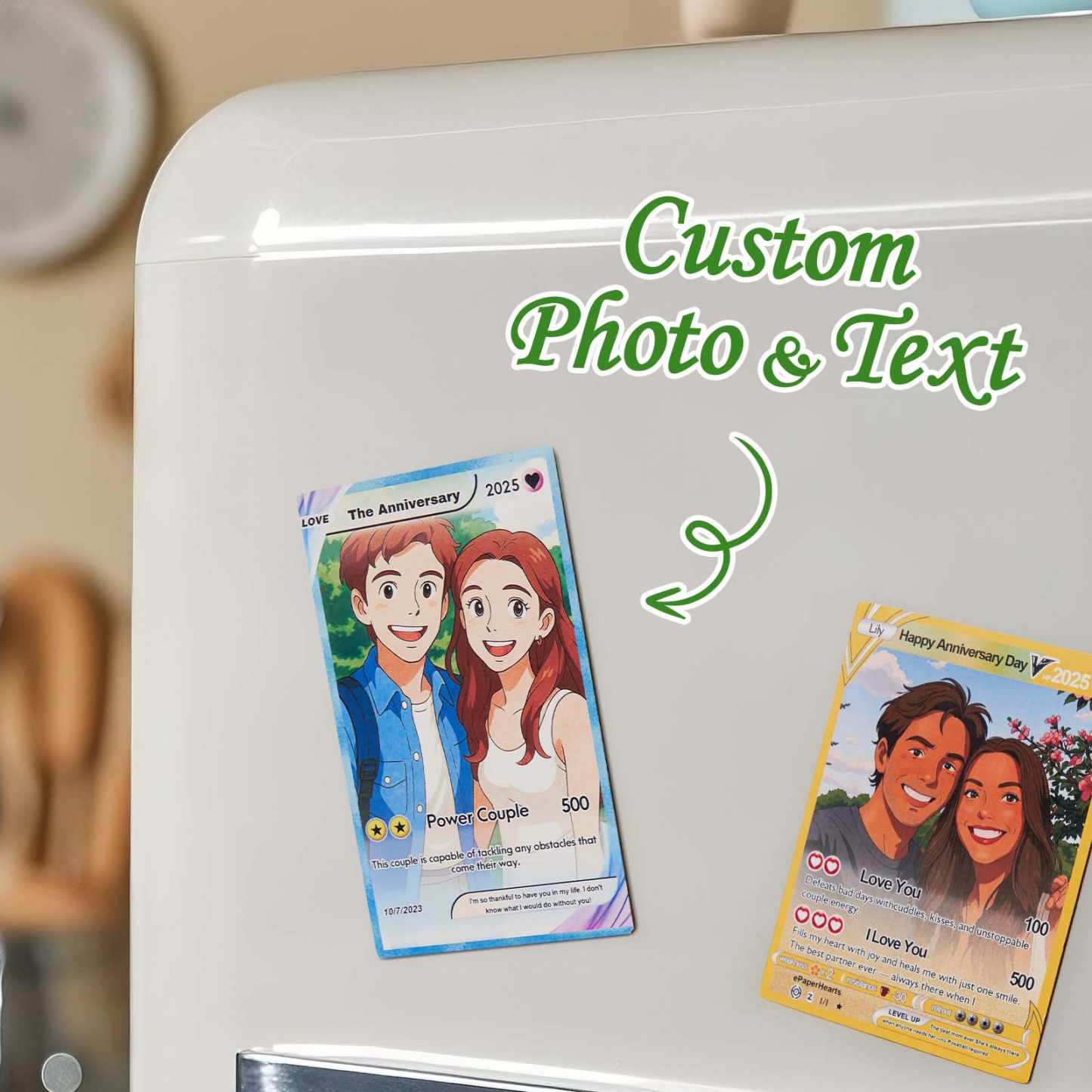 Personalized Cartoon Fridge Magnet with Your Photo Couple Poke Card Magnet Cute Gift Idea - MyMoonLampUk