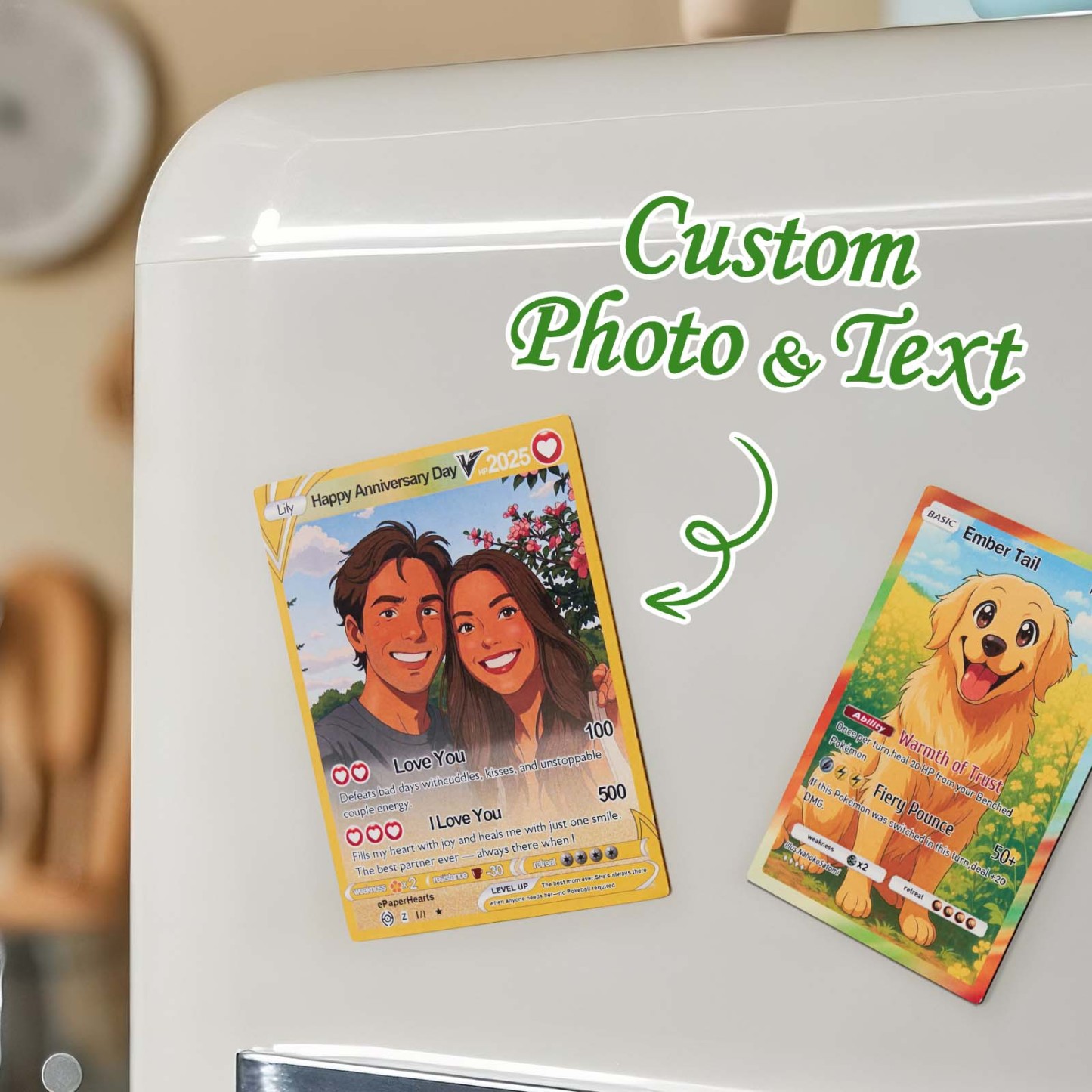 Personalized Cartoon Fridge Magnet with Your Photo Couple Poke Card Magnet Cute Gift Idea - MyMoonLampUk