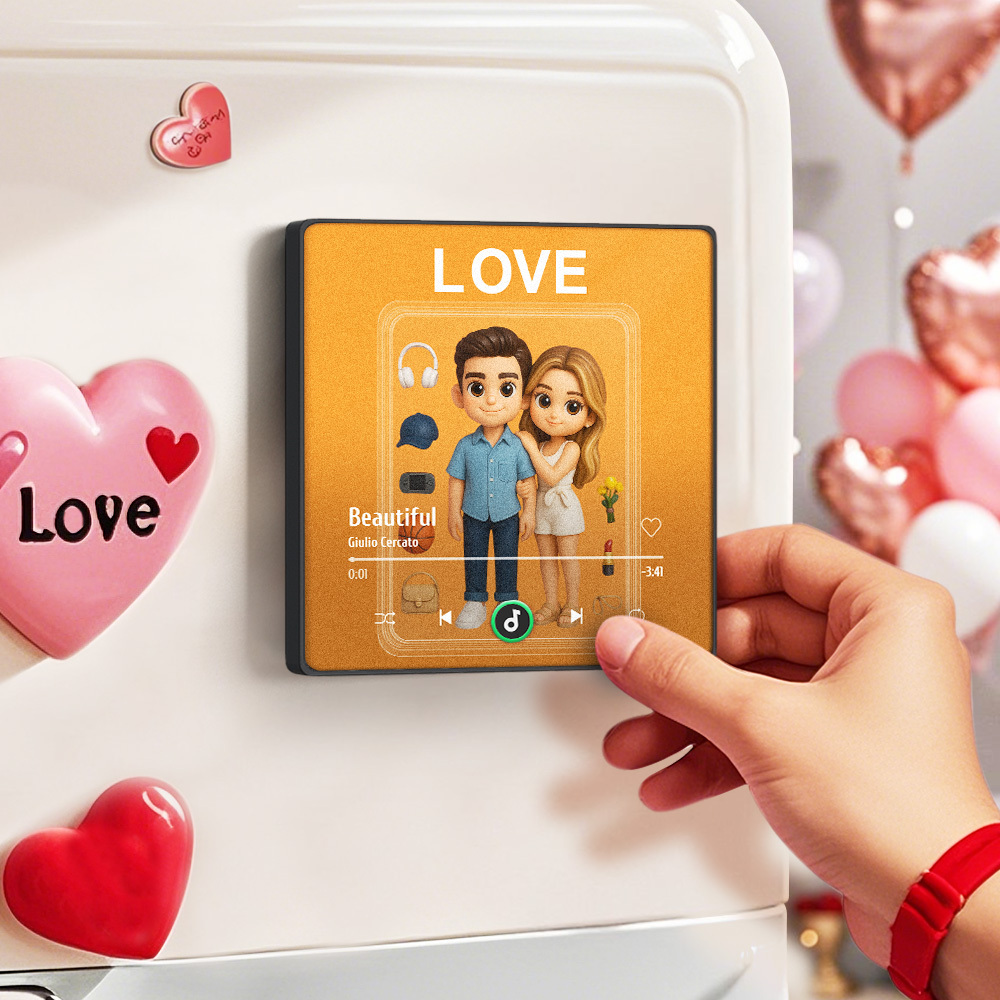 Fully Body Custom Action Figure Portraits Music Fridge Magnet Personalized Photo Frame Gift for Couples - MyMoonLampUk