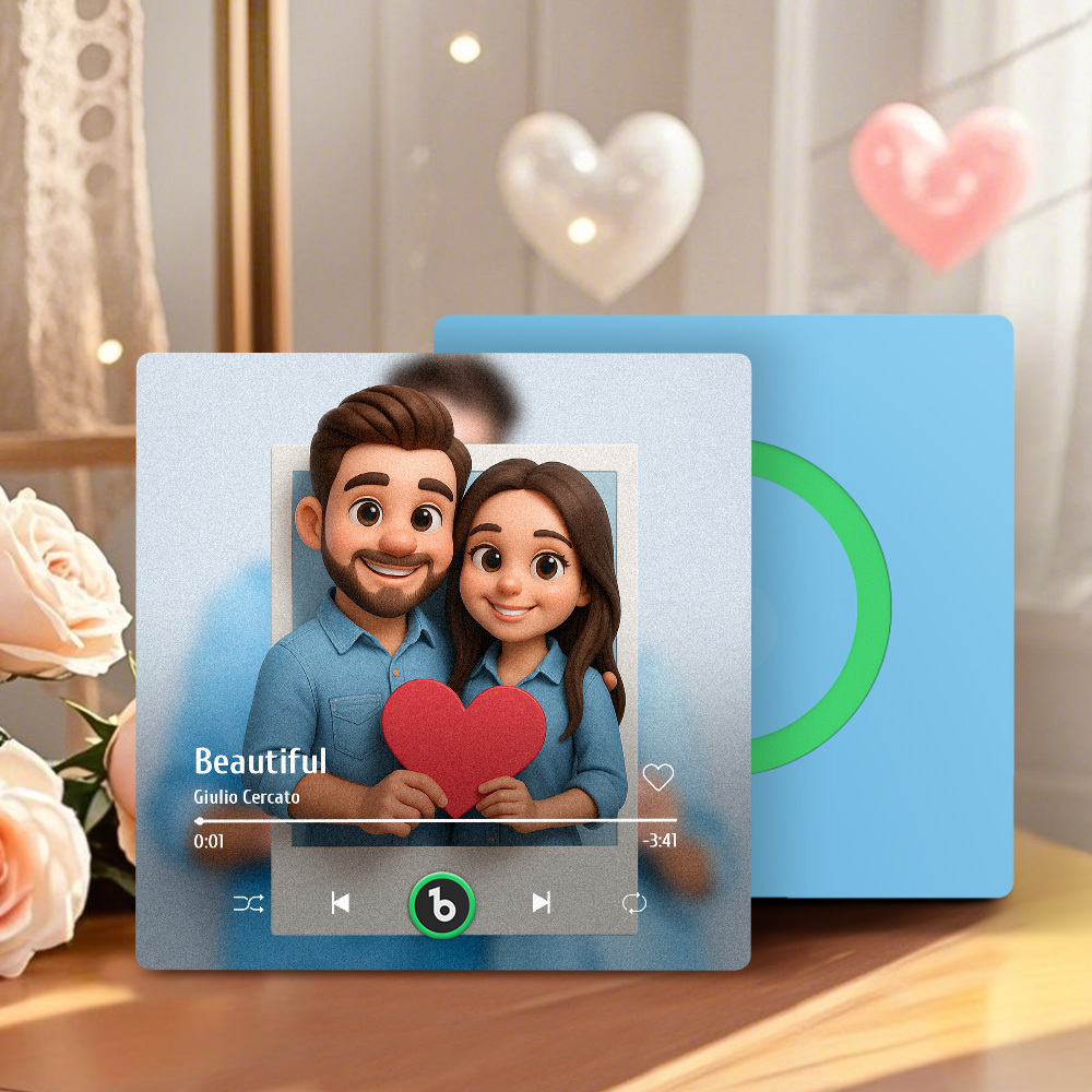 Custom Photos Music Fridge Magnet Cartoon Style Personalized Photo Frame Gift for Couples - MyMoonLampUk