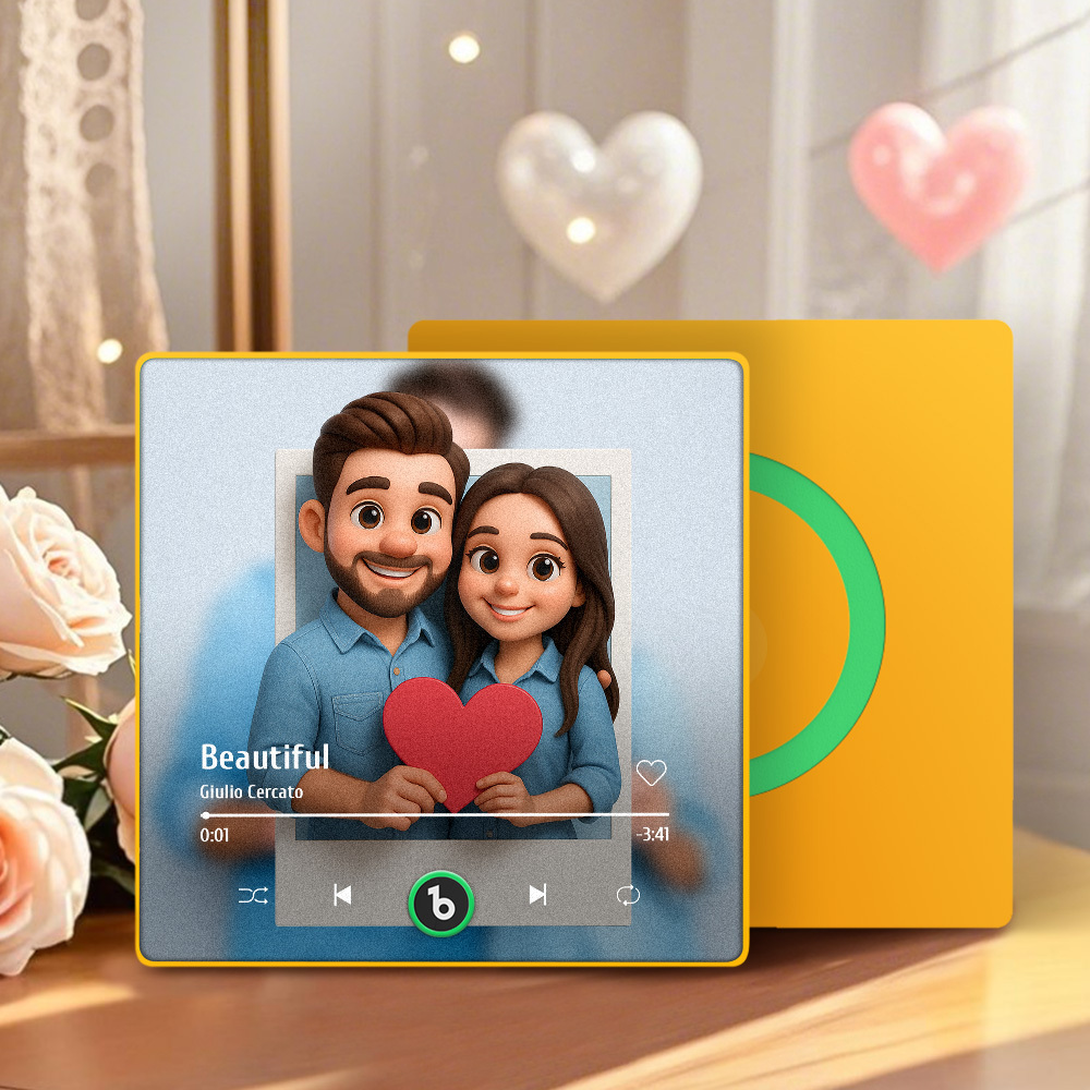 Custom Photos Music Fridge Magnet Cartoon Style Personalized Photo Frame Gift for Couples - MyMoonLampUk