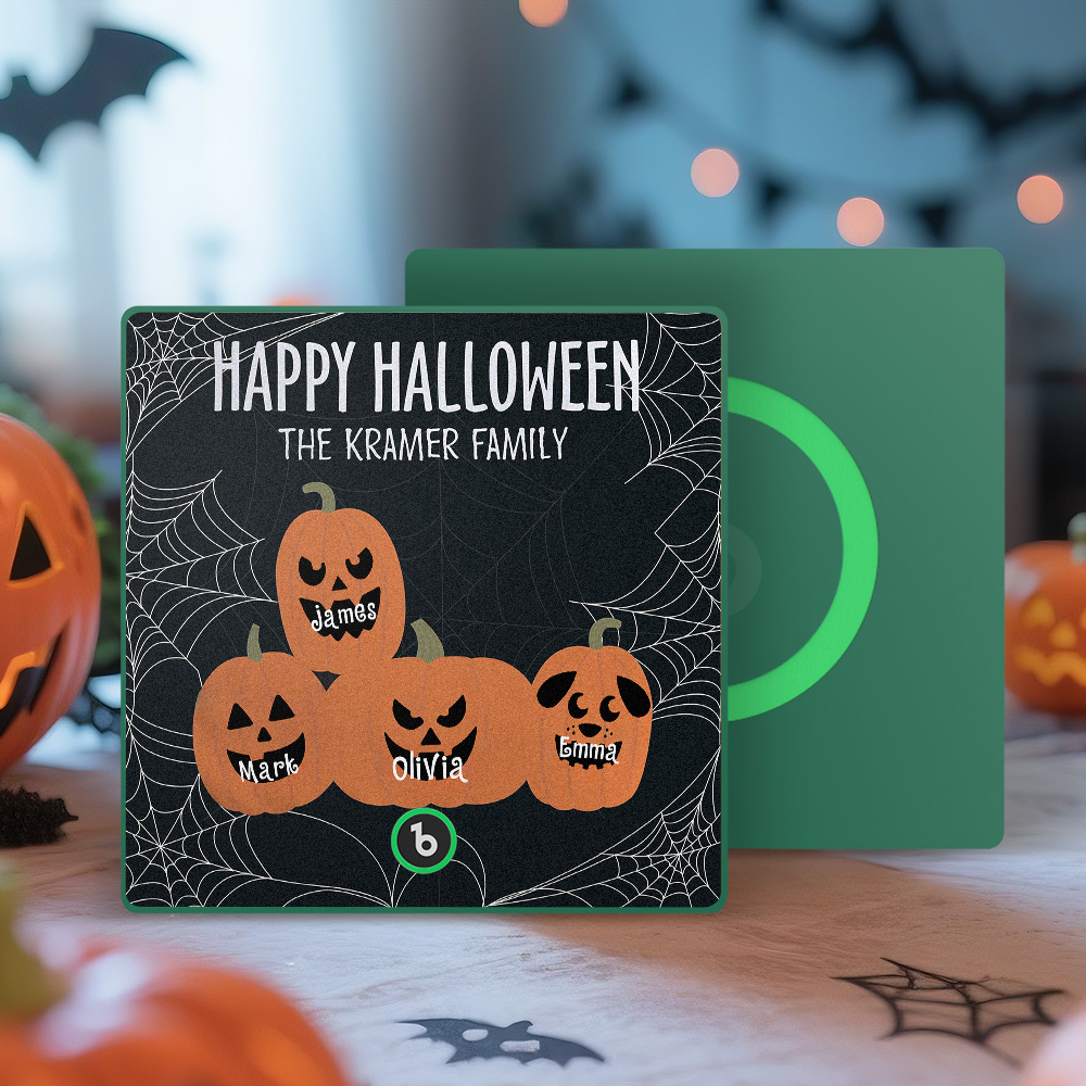 Custom Pumpkin Face and Name Music Fridge Magnet Personalized Halloween Pumpkin Family Fridge Magnet Halloween Gift - MyMoonLampUk