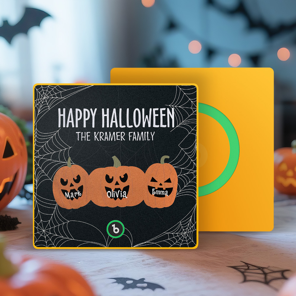 Custom Pumpkin Face and Name Music Fridge Magnet Personalized Halloween Pumpkin Family Fridge Magnet Halloween Gift - MyMoonLampUk
