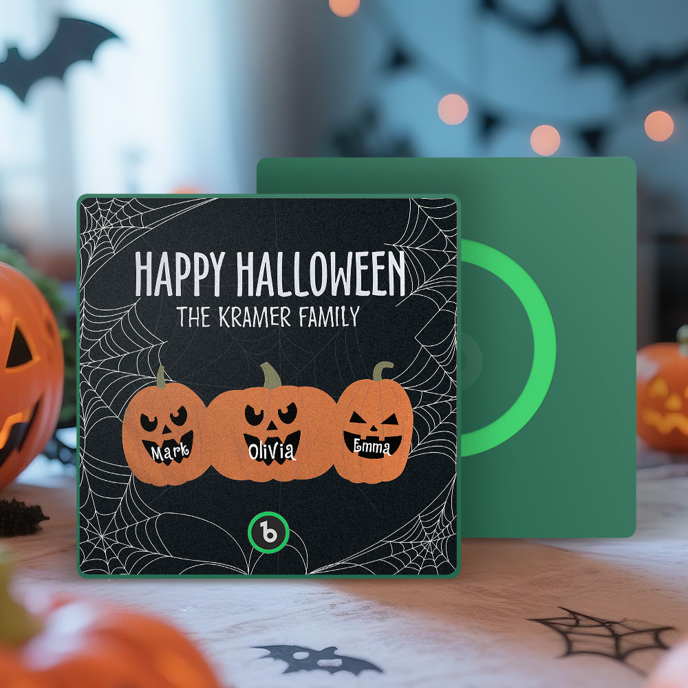 Custom Pumpkin Face and Name Music Fridge Magnet Personalized Halloween Pumpkin Family Fridge Magnet Halloween Gift - MyMoonLampUk