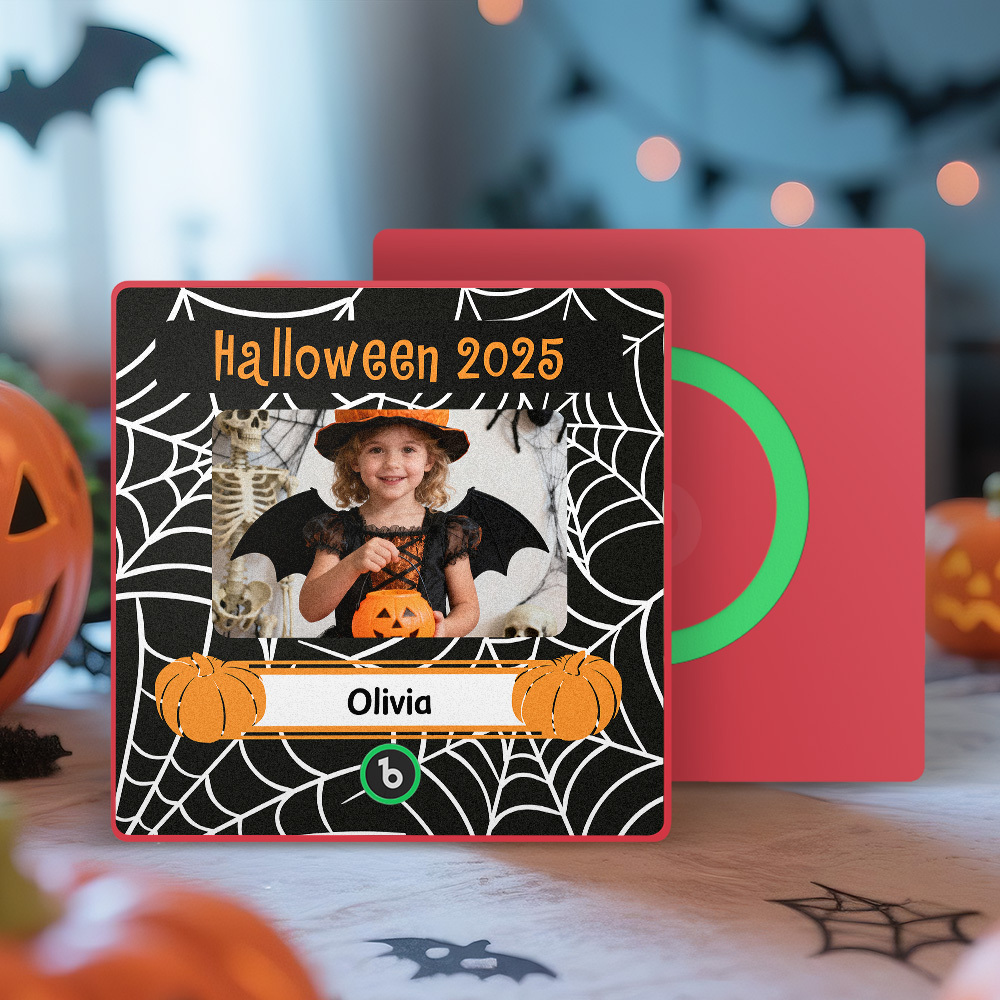 Custom Photo and Names Halloween Music Fridge Magnet Personalized Photo Frame - MyMoonLampUk