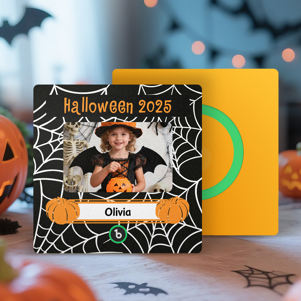 Custom Photo and Names Halloween Music Fridge Magnet Personalized Photo Frame - MyMoonLampUk