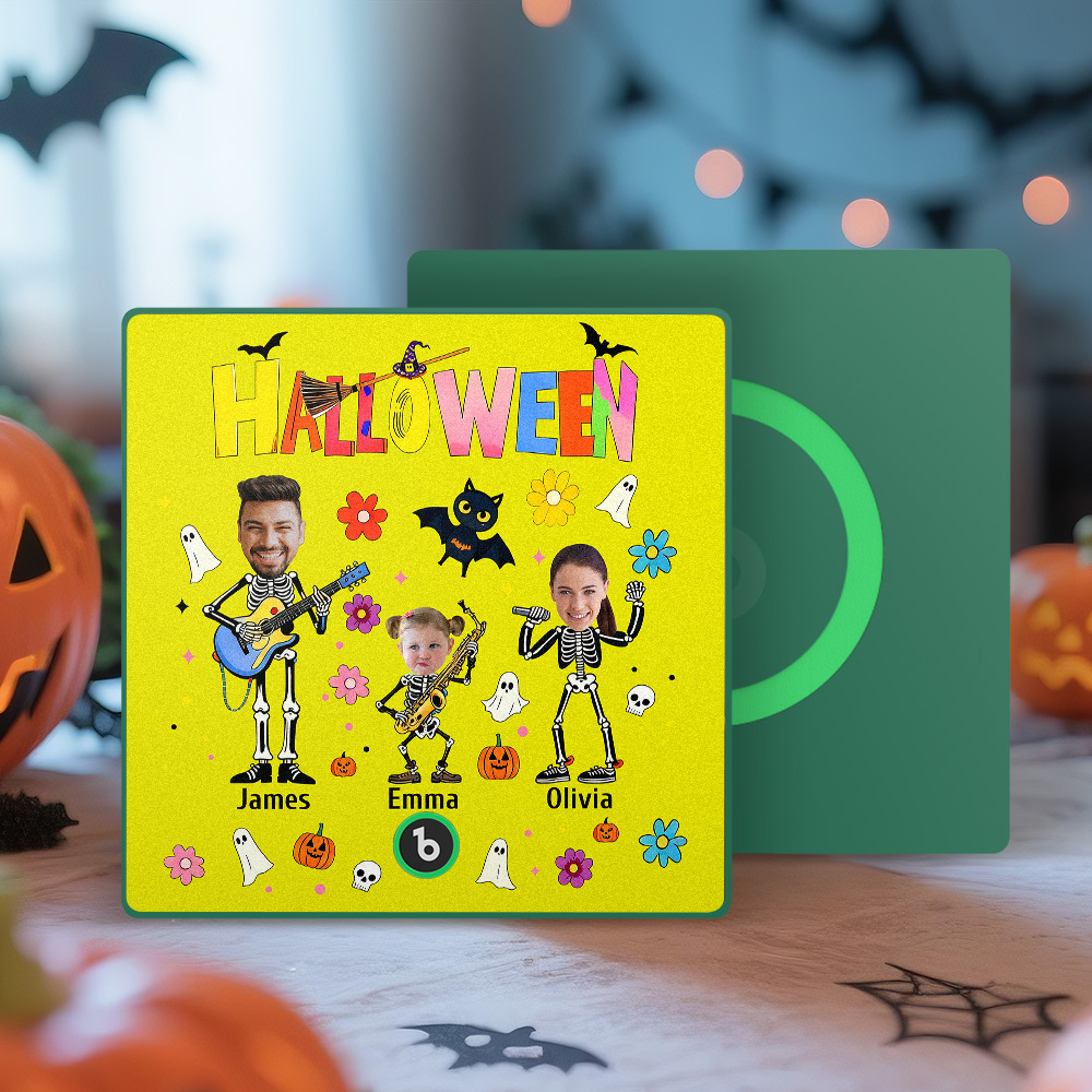 Halloween Fridge Magnet Custom Photos and Names Music Fridge Magnet Personalized Your Own Face Name Fridge Magnet Family Gift - MyMoonLampUk