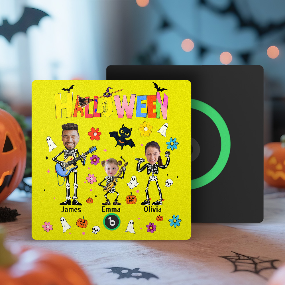 Halloween Fridge Magnet Custom Photos and Names Music Fridge Magnet Personalized Your Own Face Name Fridge Magnet Family Gift - MyMoonLampUk