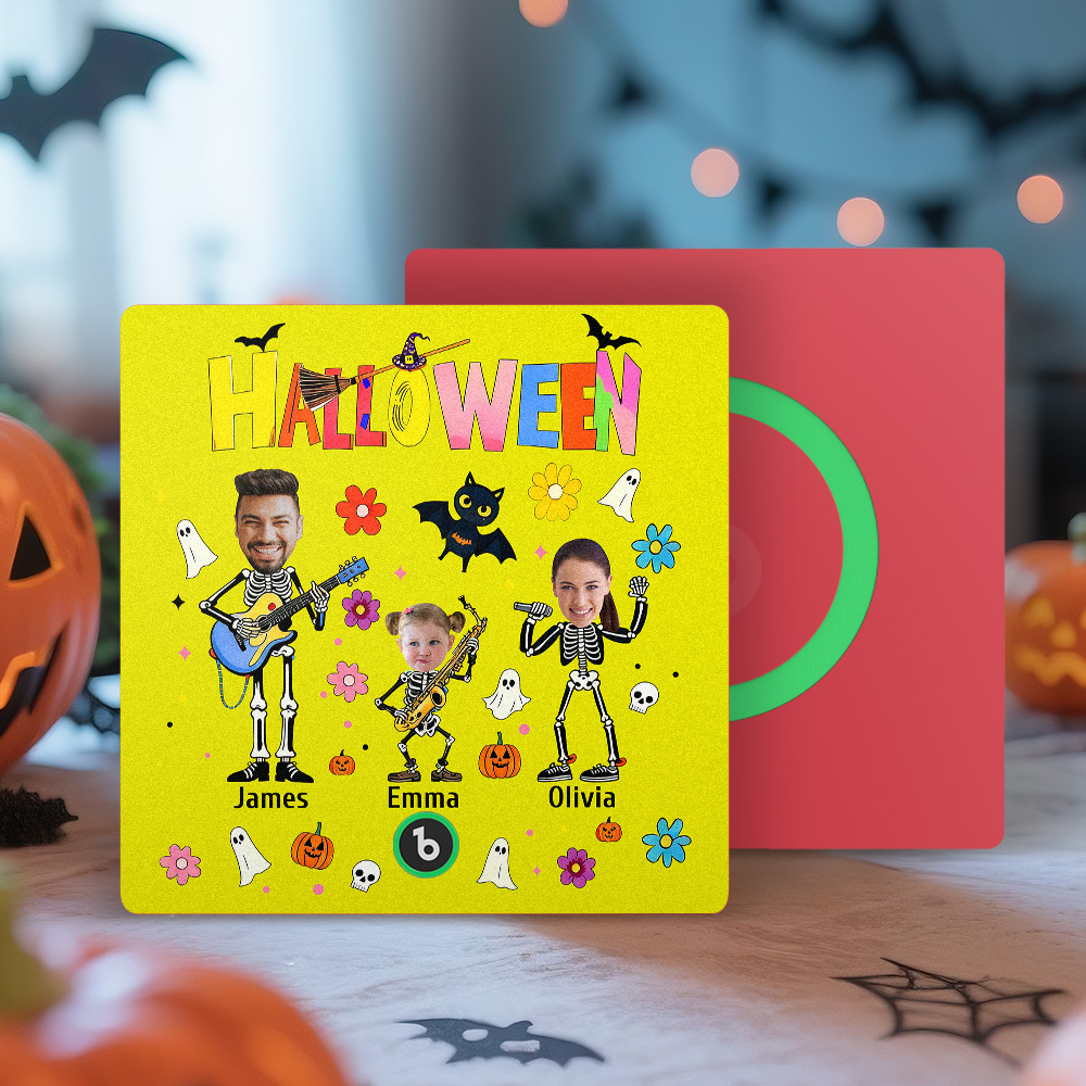 Halloween Fridge Magnet Custom Photos and Names Music Fridge Magnet Personalized Your Own Face Name Fridge Magnet Family Gift - MyMoonLampUk