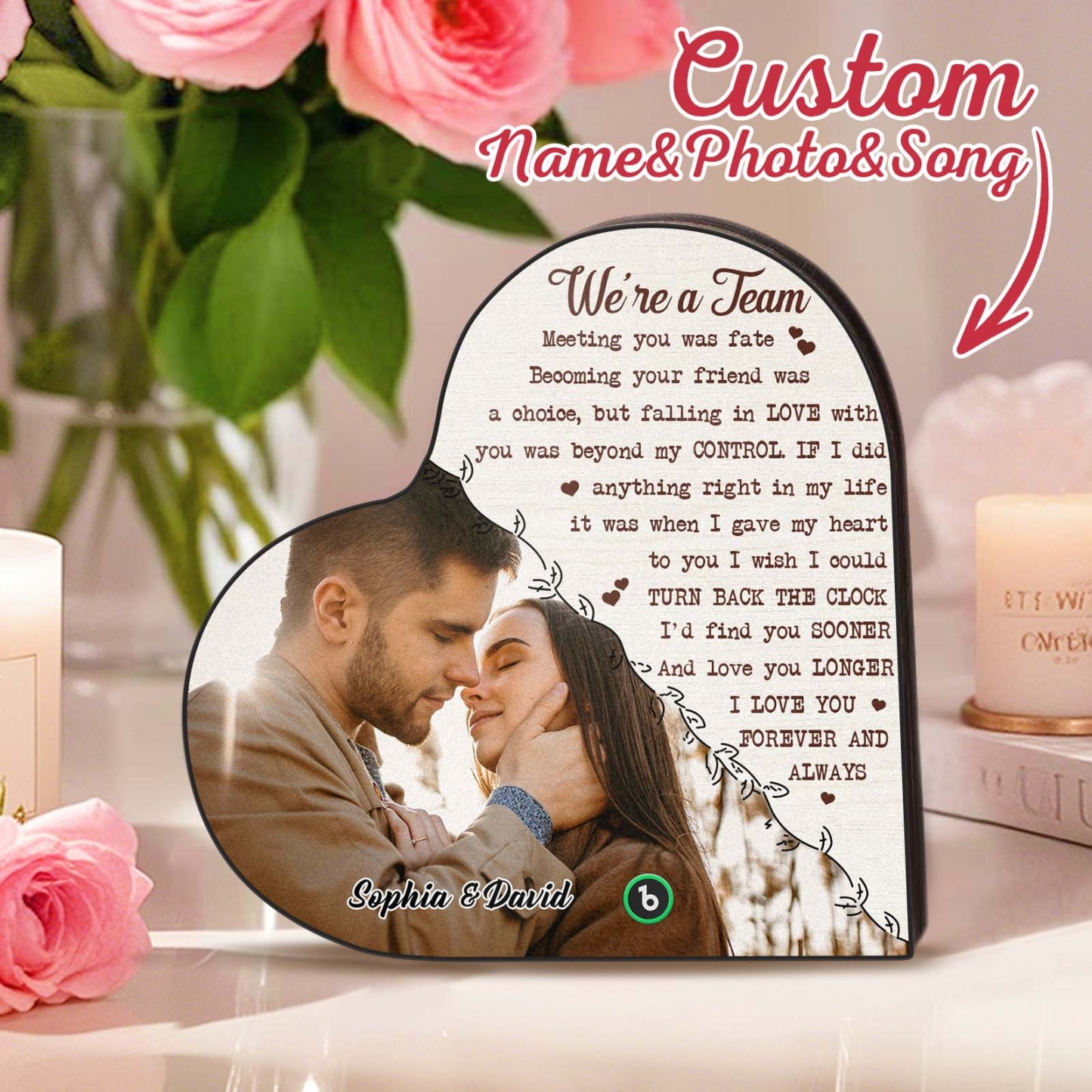 Custom Heart Frame Music Fridge Magnet Custom Album Fridge Magnet Music Wall Photo Sticker - MyMoonLampUk